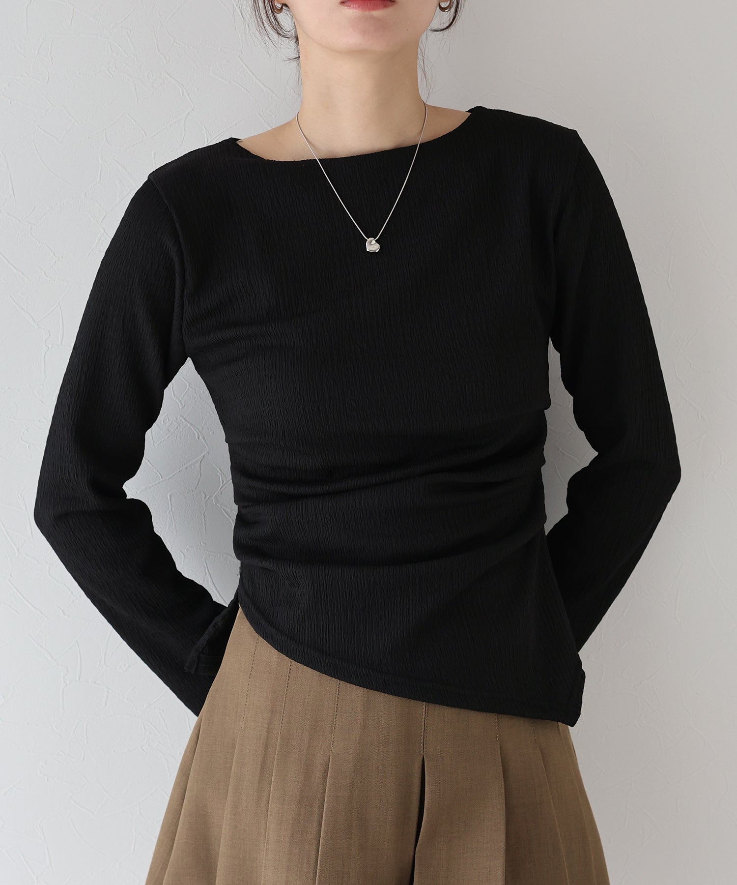 ブルーイースト BLUEEAST サイドタックジャガードカットソー (アイボリー) アイボリー