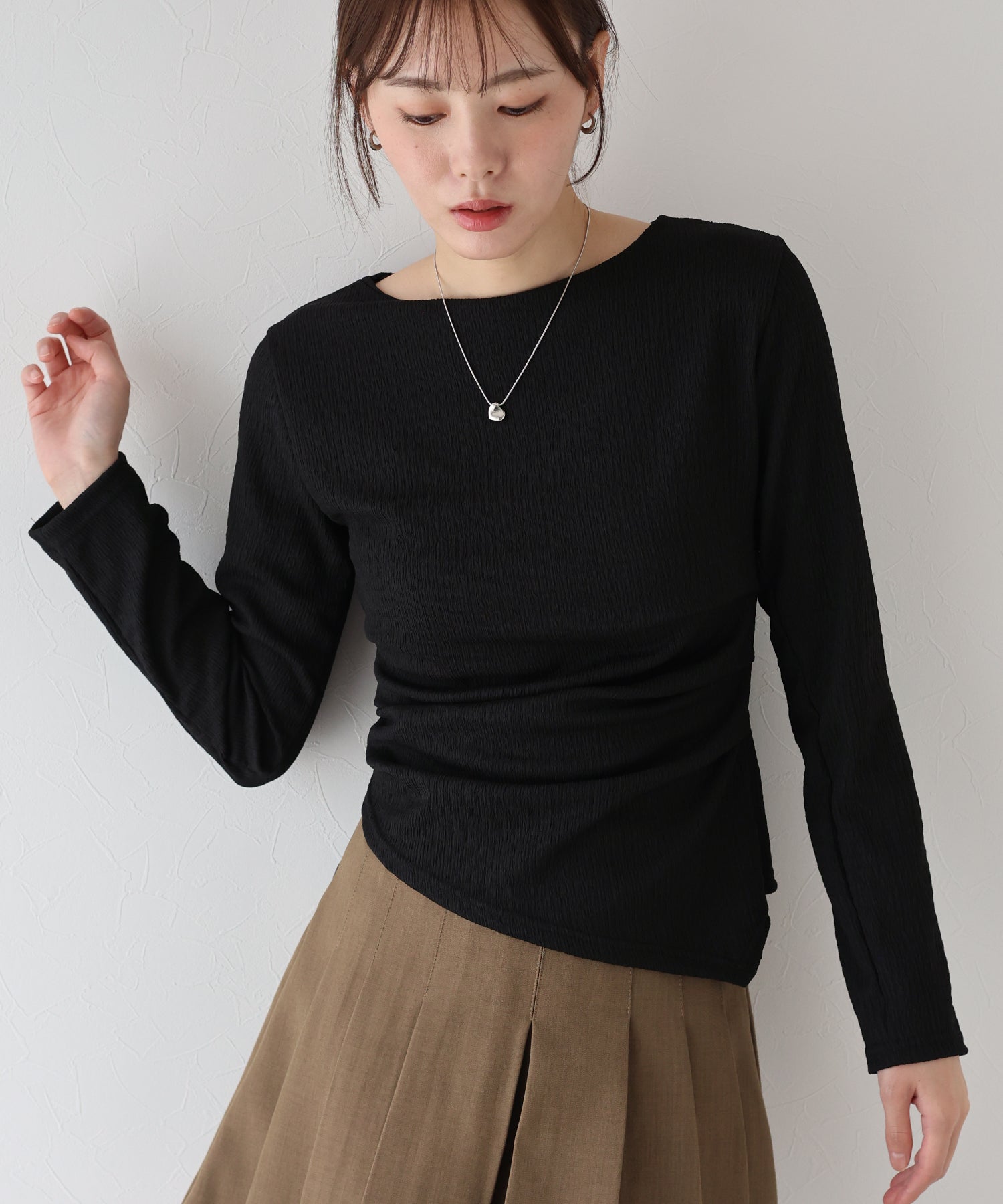 ブルーイースト BLUEEAST サイドタックジャガードカットソー (アイボリー) アイボリー