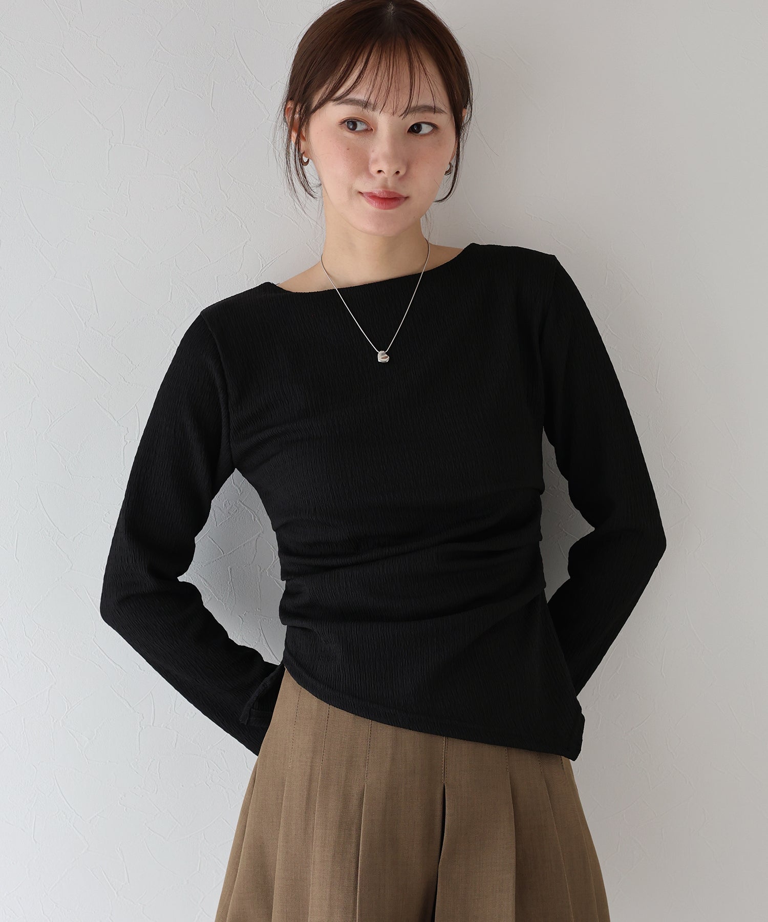 ブルーイースト BLUEEAST サイドタックジャガードカットソー (アイボリー) アイボリー