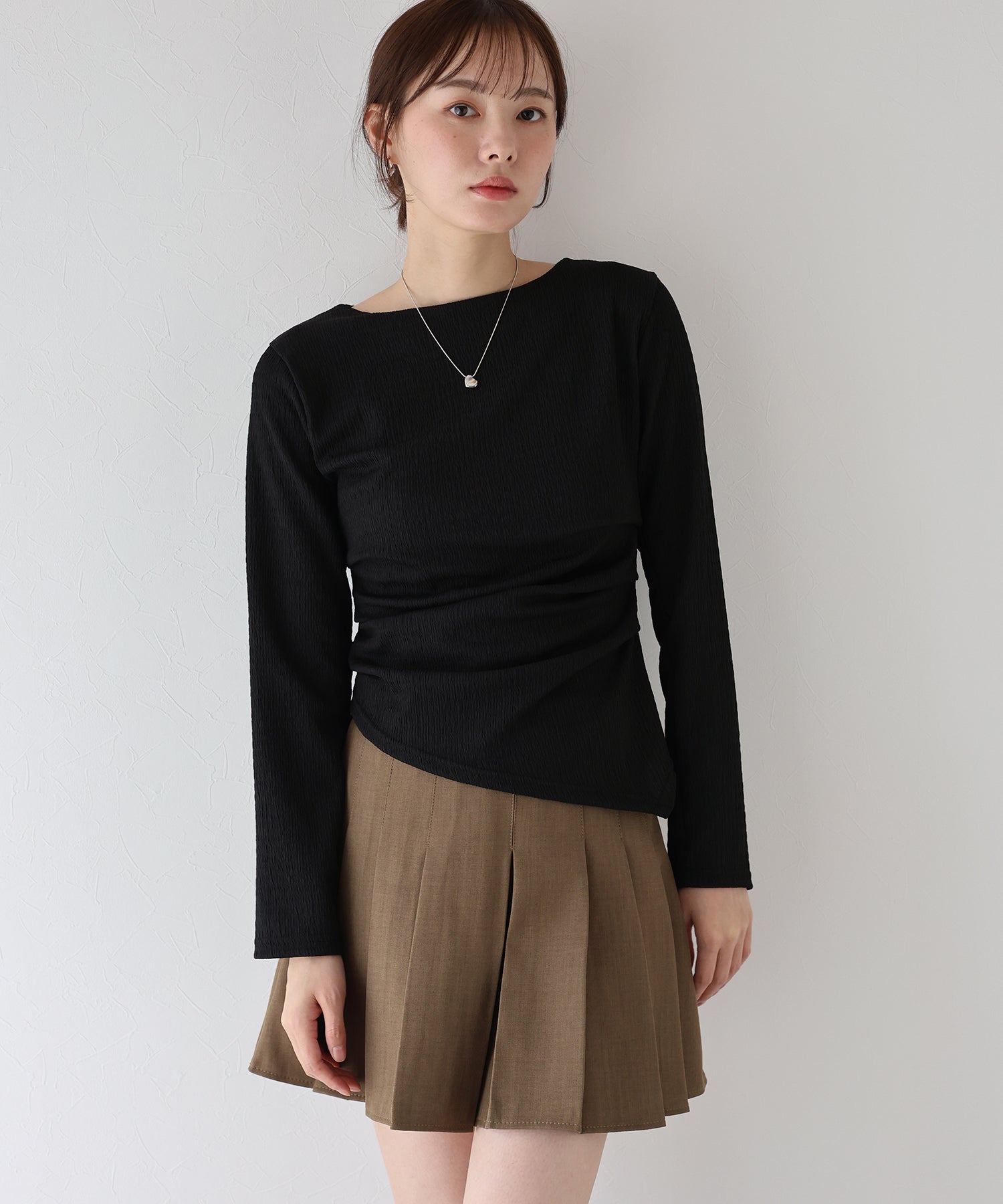 ブルーイースト BLUEEAST サイドタックジャガードカットソー (アイボリー) アイボリー