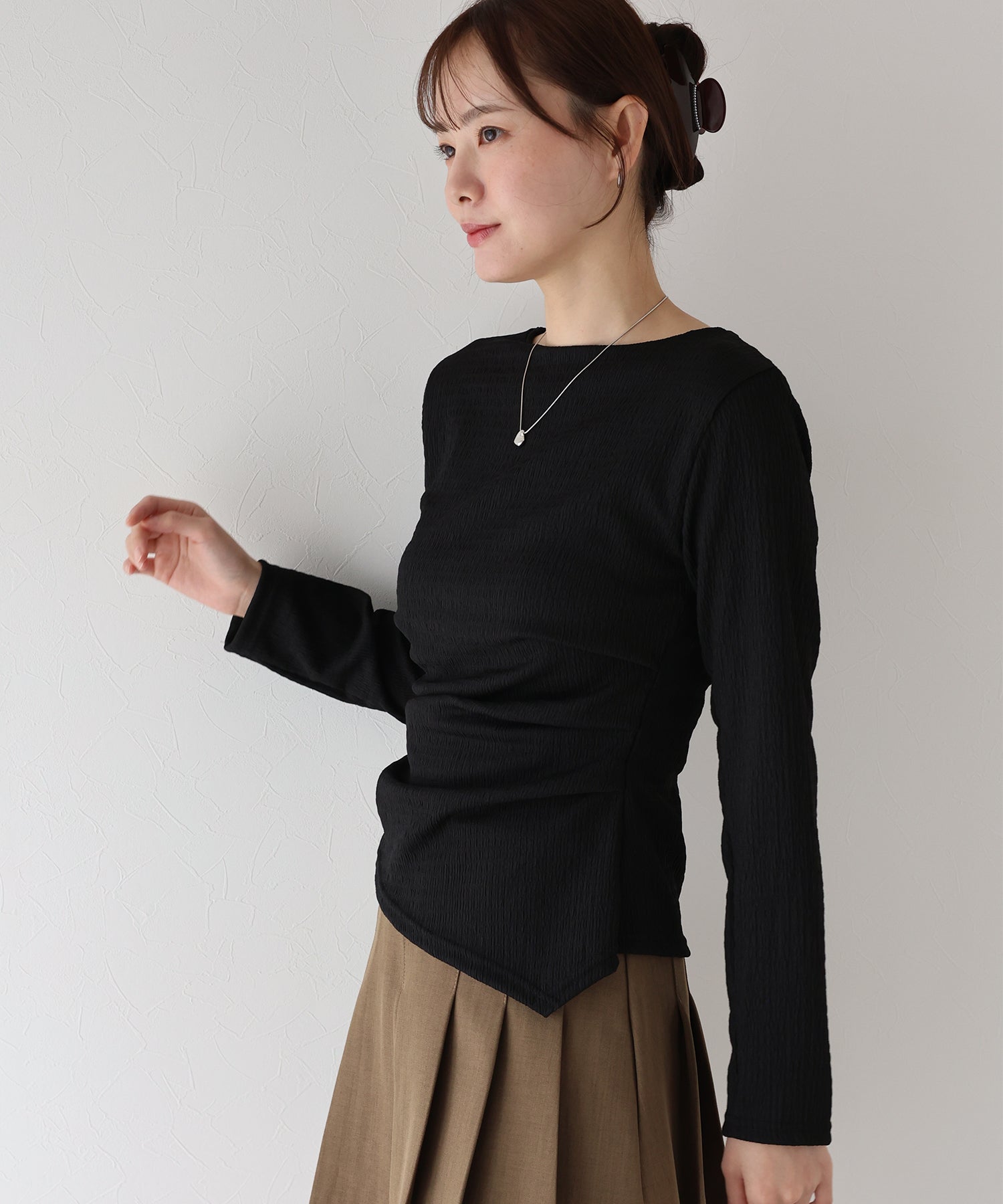 ブルーイースト BLUEEAST サイドタックジャガードカットソー (アイボリー) アイボリー