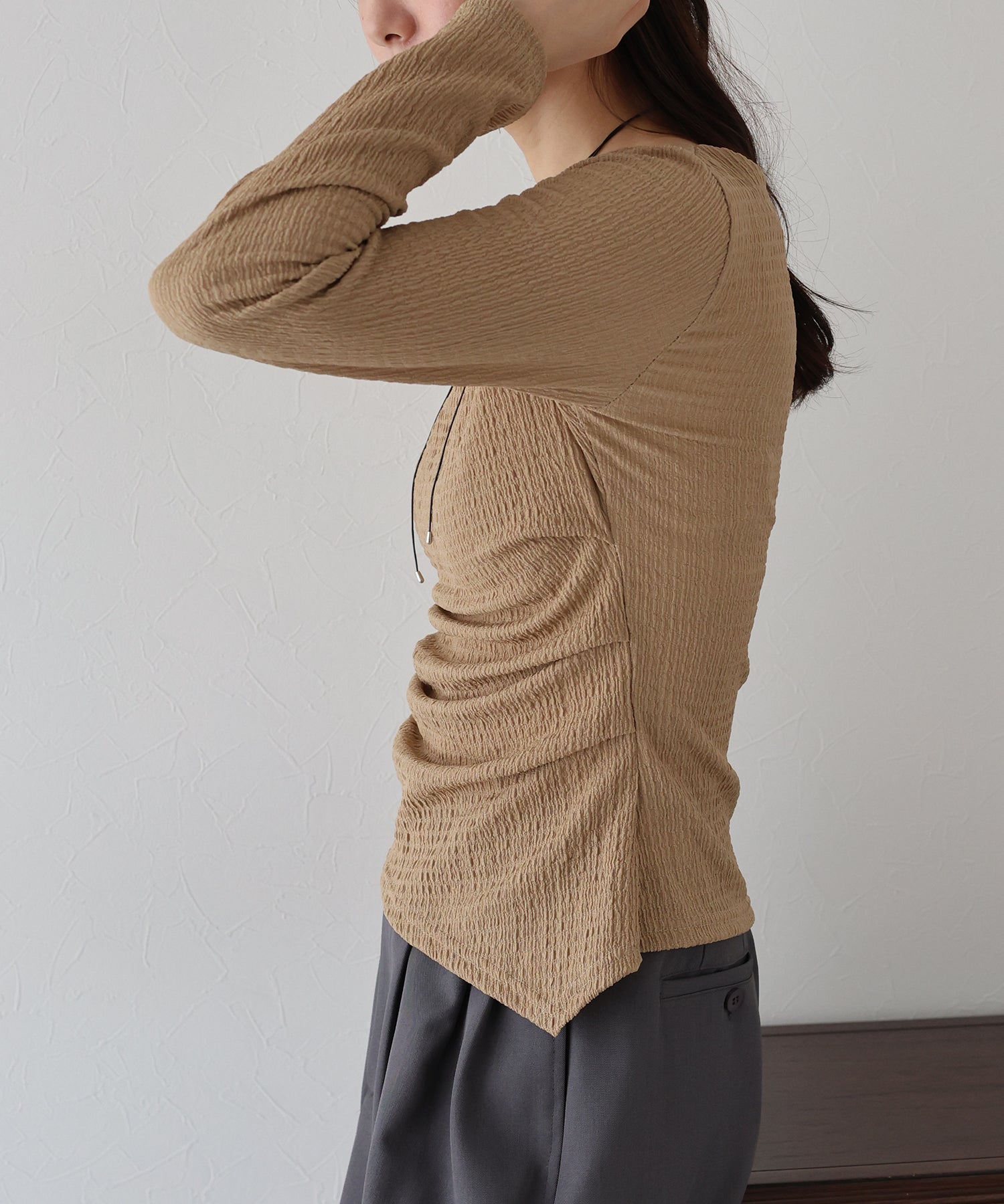 ブルーイースト BLUEEAST サイドタックジャガードカットソー (アイボリー) アイボリー