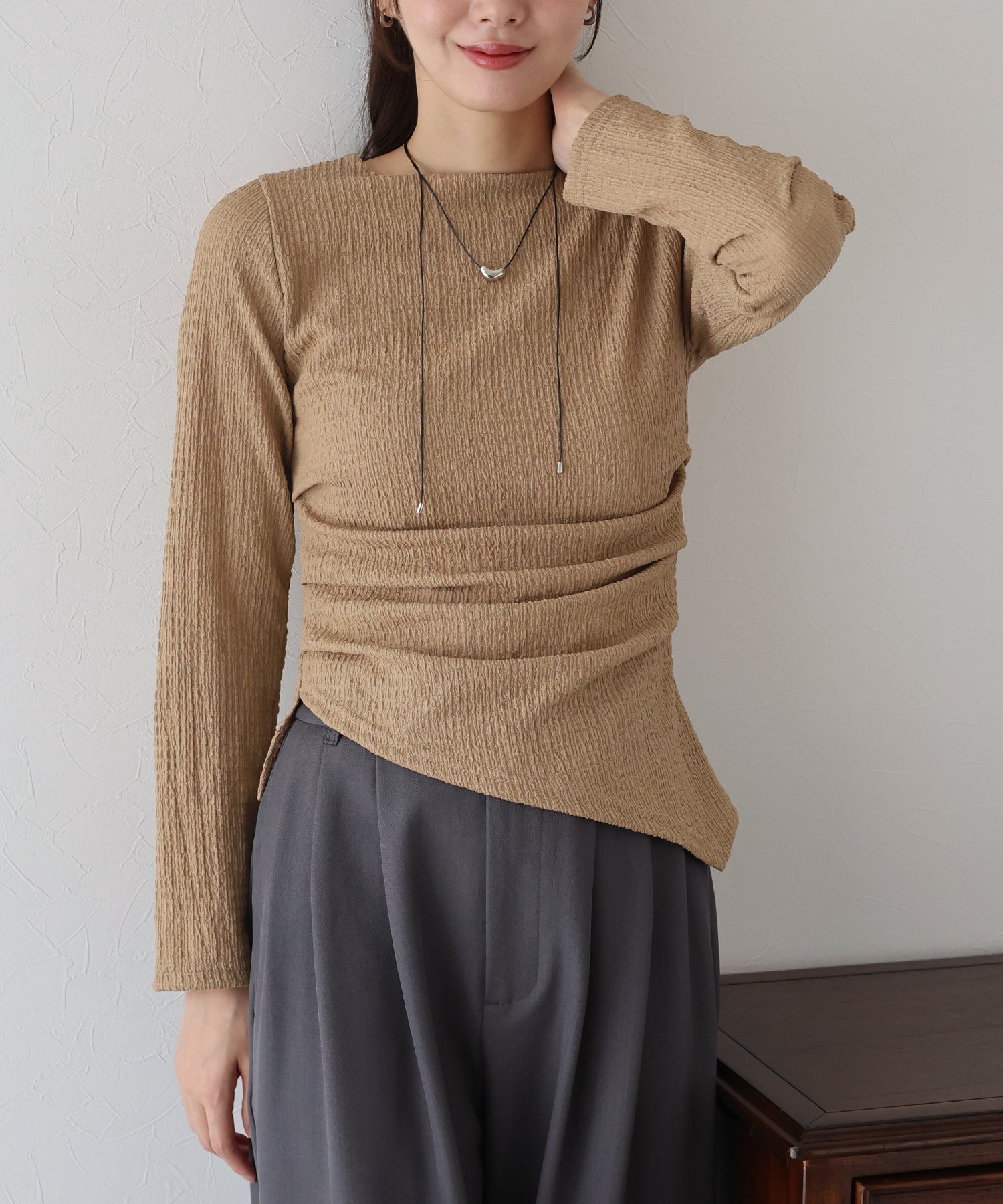 ブルーイースト BLUEEAST サイドタックジャガードカットソー (アイボリー) アイボリー