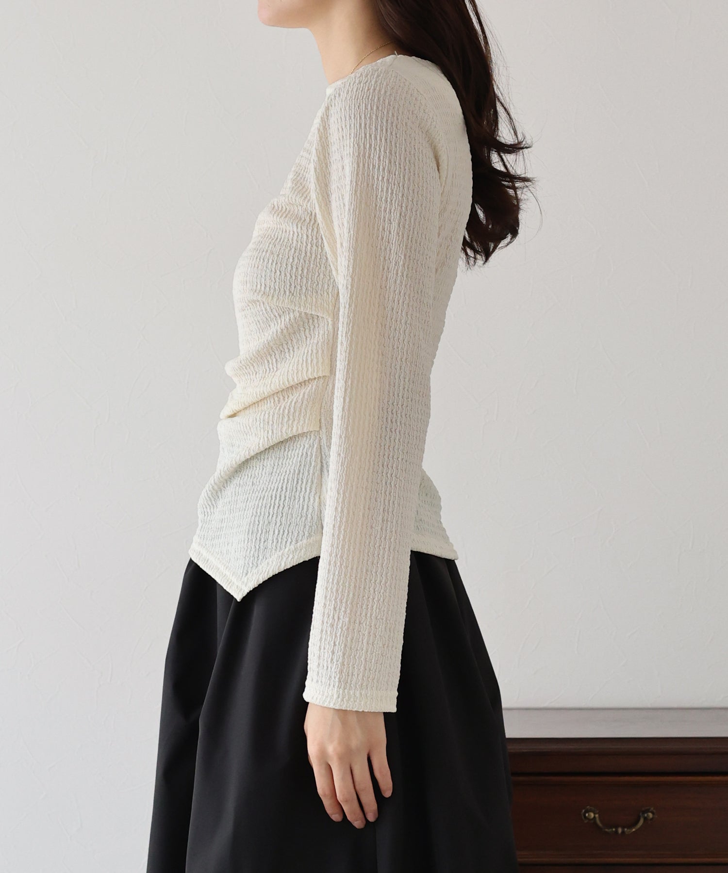 ブルーイースト BLUEEAST サイドタックジャガードカットソー (アイボリー) アイボリー