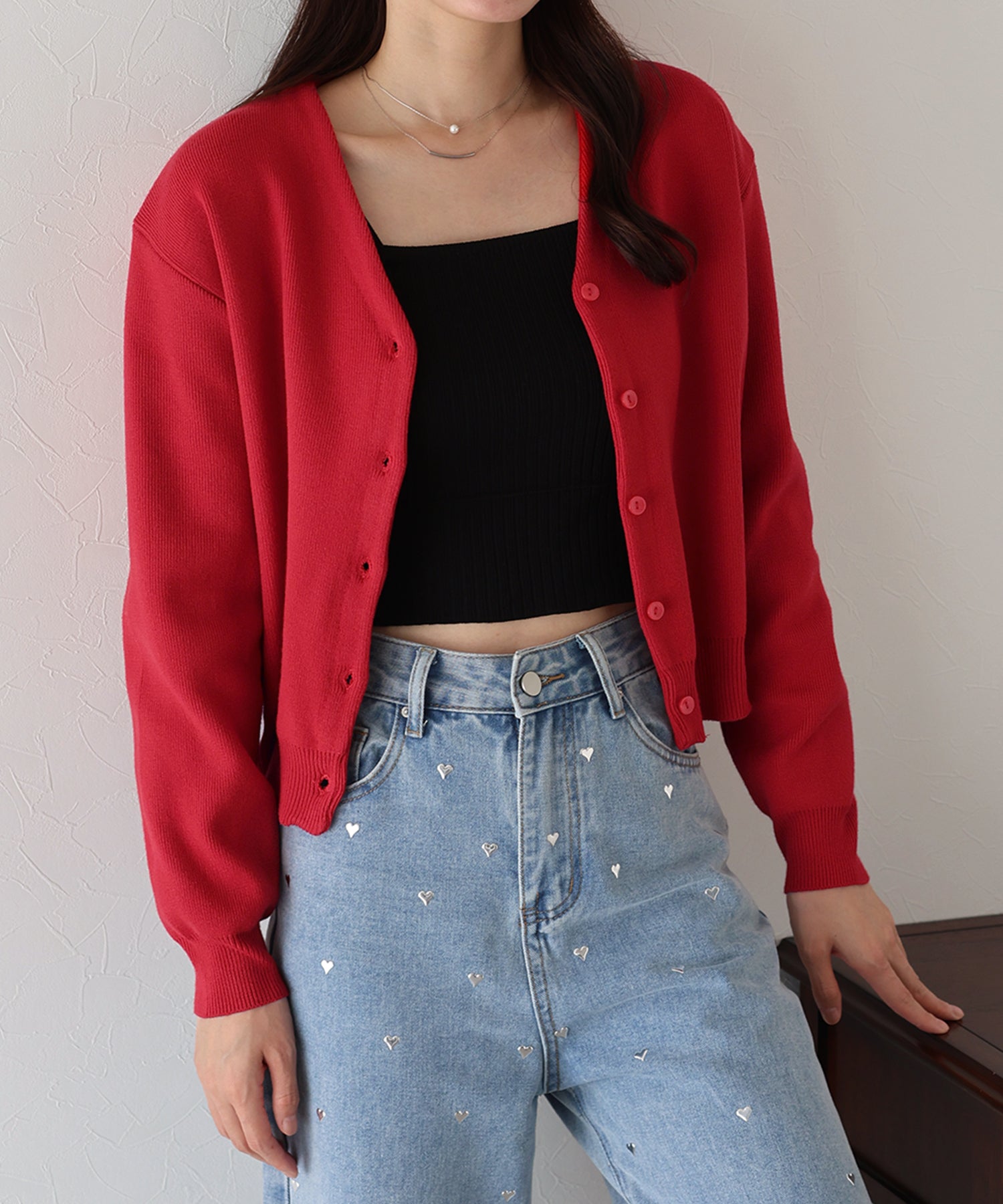 ブルーイースト BLUEEAST もちもちダンボールニットカーディガン (レッド) レッド