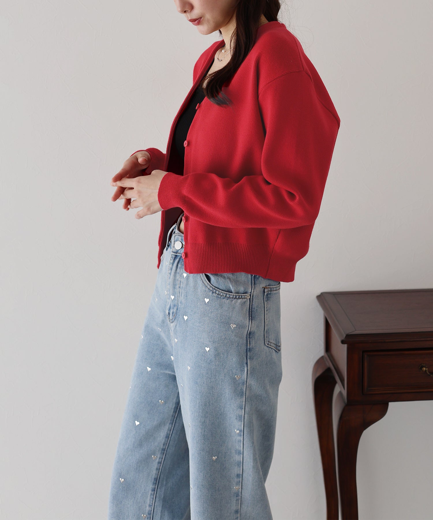 ブルーイースト BLUEEAST もちもちダンボールニットカーディガン (レッド) レッド