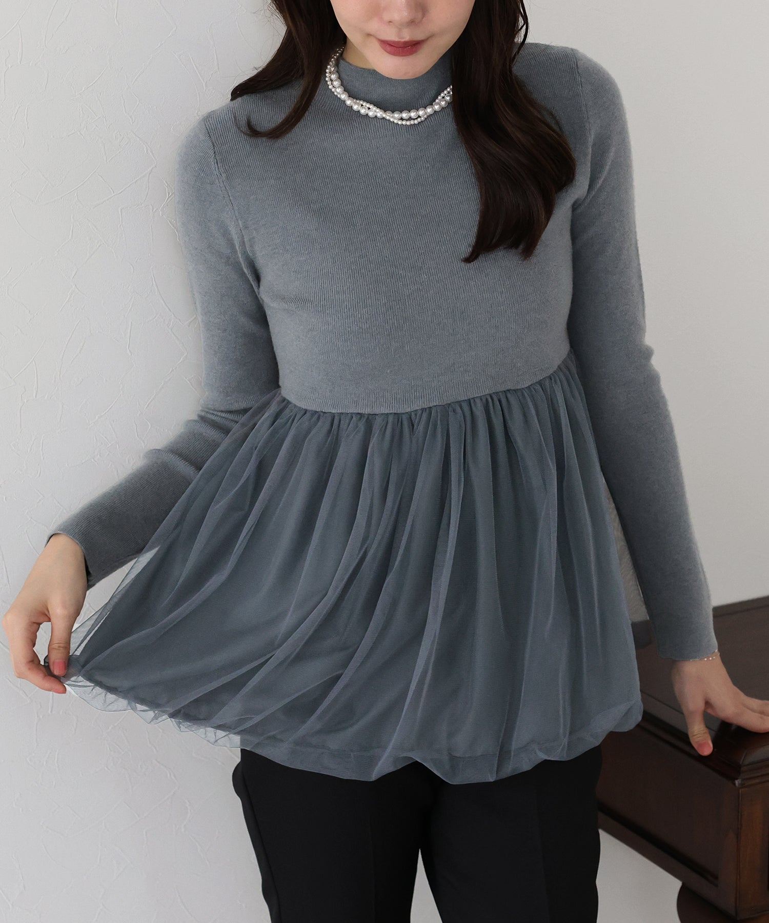 ブルーイースト BLUEEAST バルーンチュールドッキングニット (ブラック) ブラック