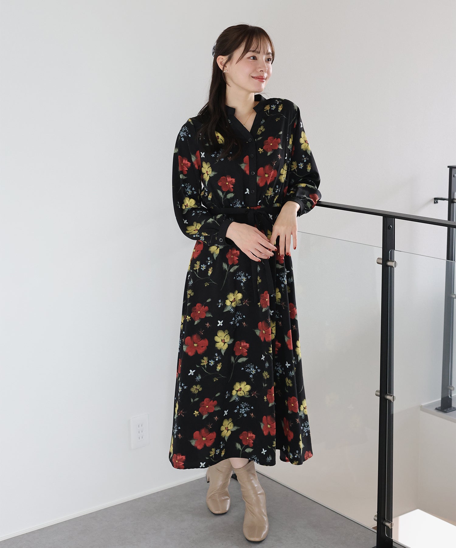 ブルーイースト BLUEEAST リボンフロッキーワンピース (ブラウン系) ブラウン系