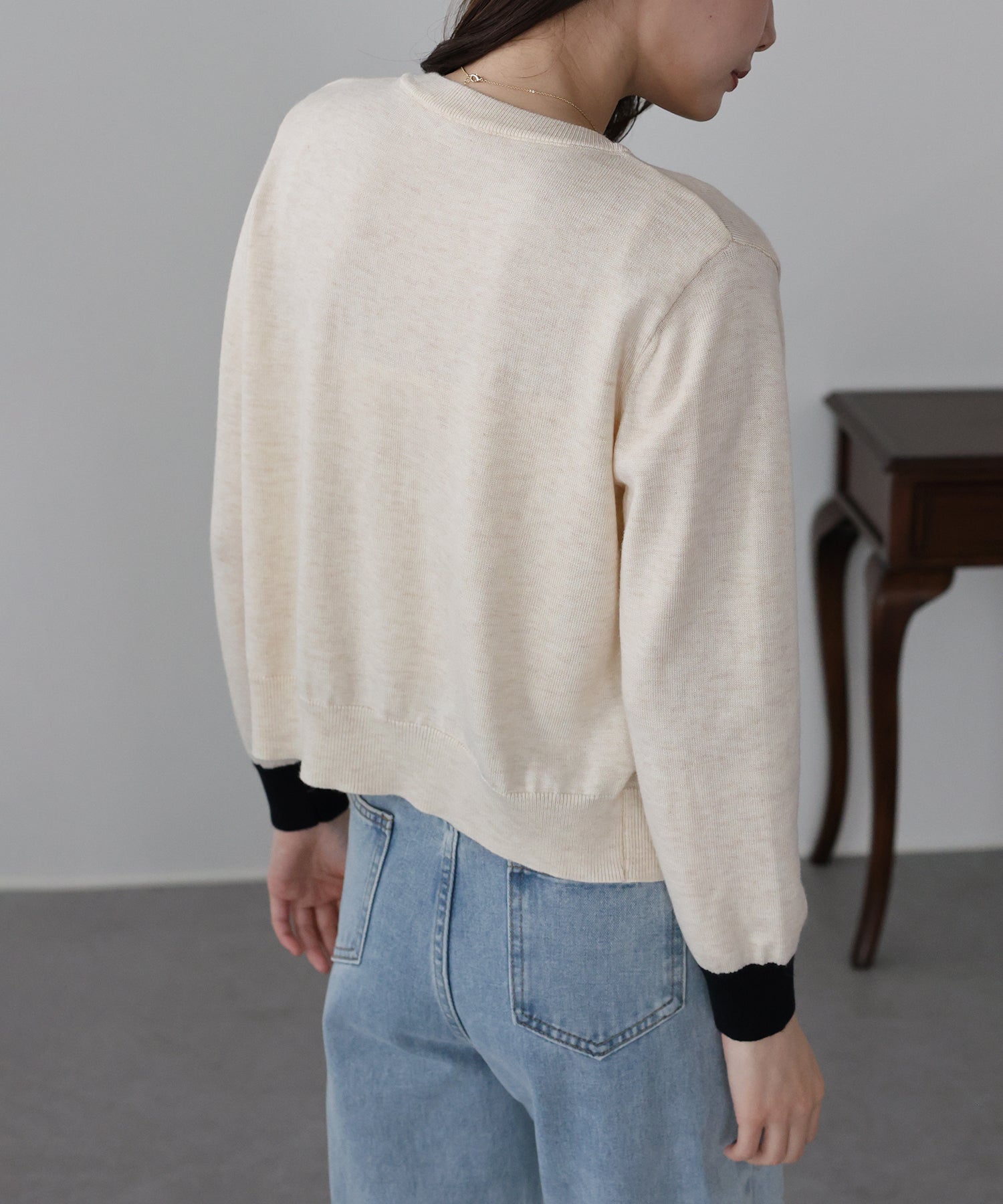 ブルーイースト BLUEEAST バイカラーカーディガン (ネイビー) ネイビー