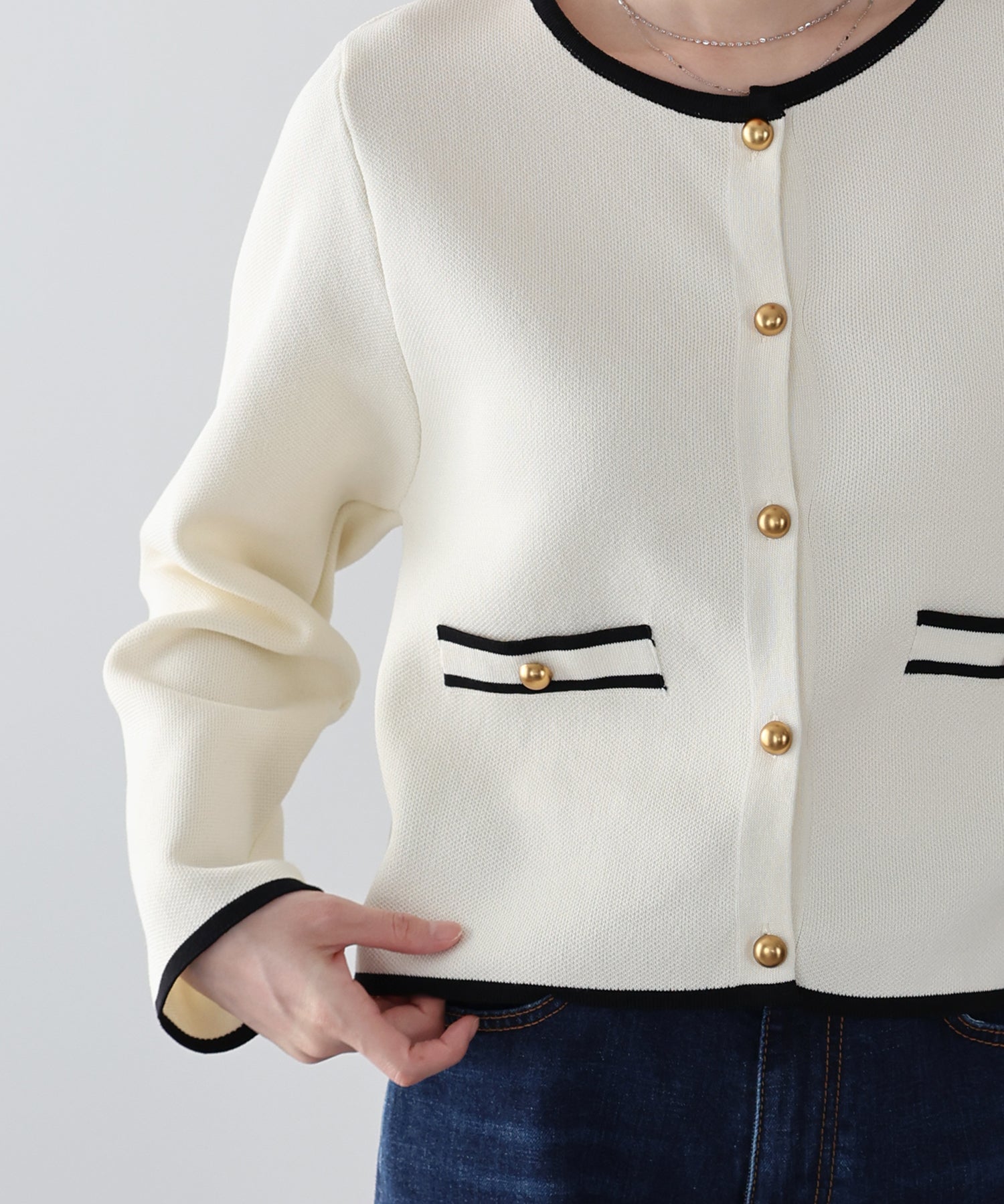 ブルーイースト BLUEEAST バイカラーニットカーディガン (ピンクベージュ) ピンクベージュ