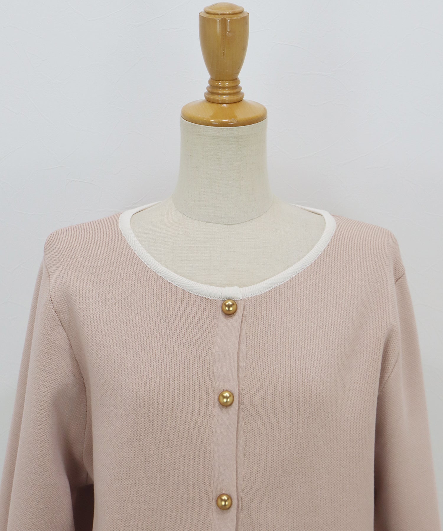 ブルーイースト BLUEEAST バイカラーニットカーディガン (ピンクベージュ) ピンクベージュ