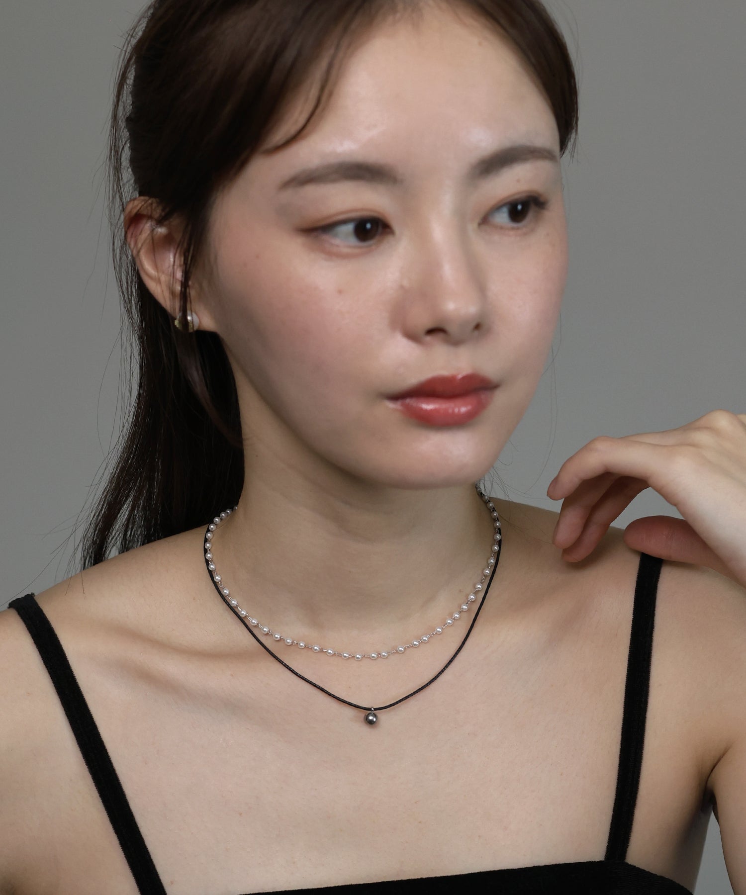 ジェーバイブルー J by blue パール&紐2連ネックレス / サージカルステンレス (シルバー) シルバー