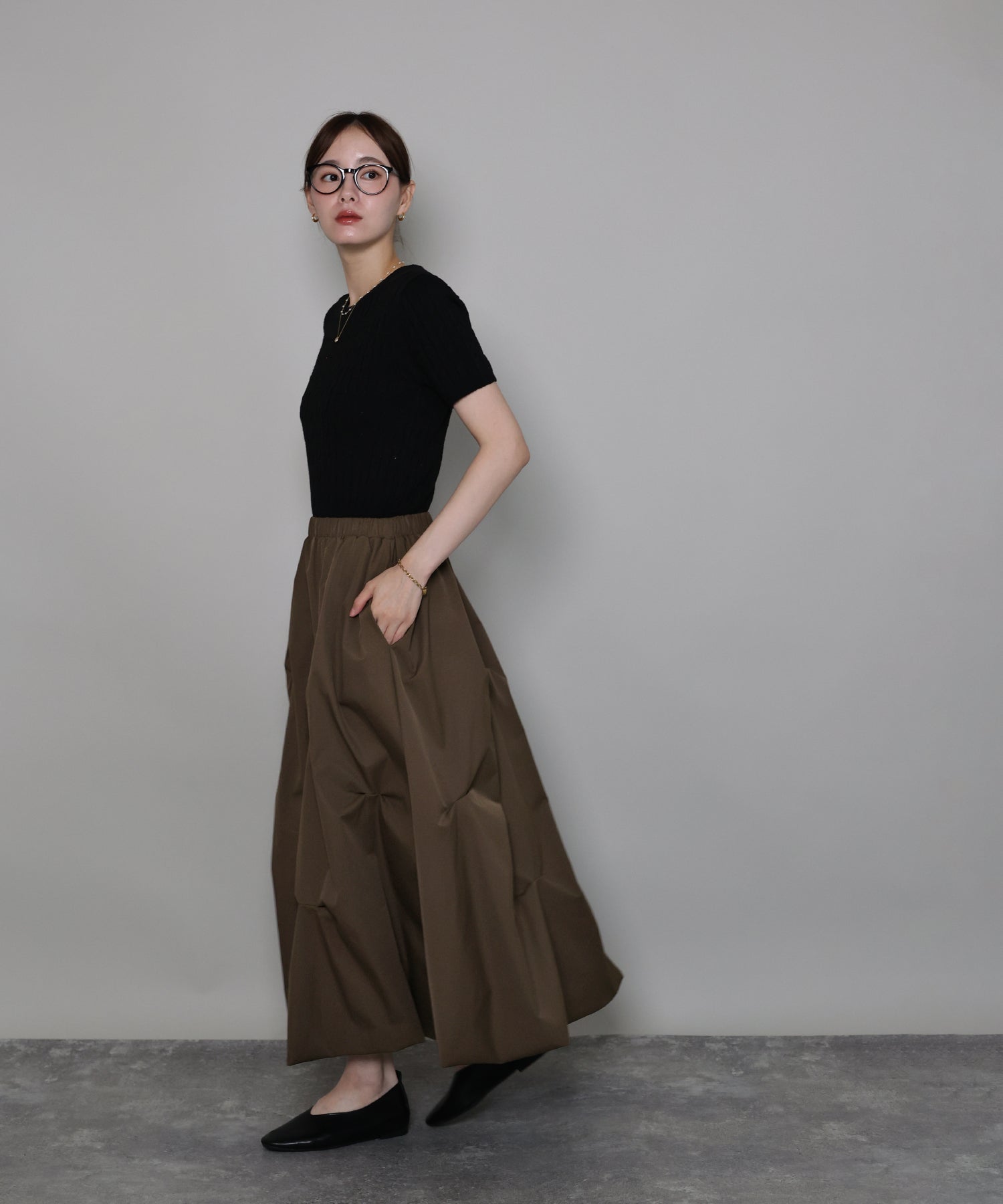 ジェーバイブルー J by blue ランダムタックバルーンスカート (ブラック) ブラック