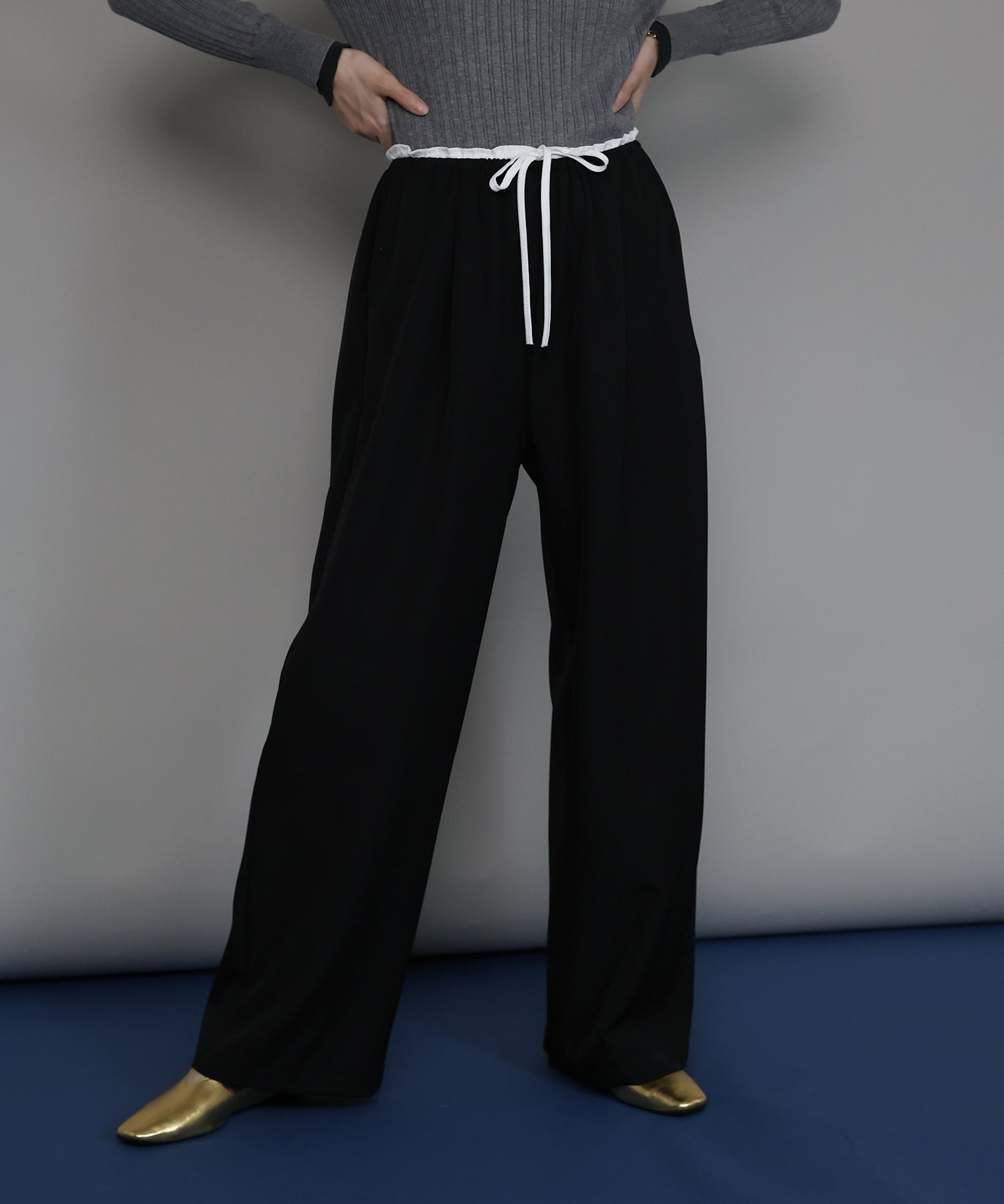 ジェーバイブルー J by blue ウエストリボンパンツ (ベージュ) ベージュ