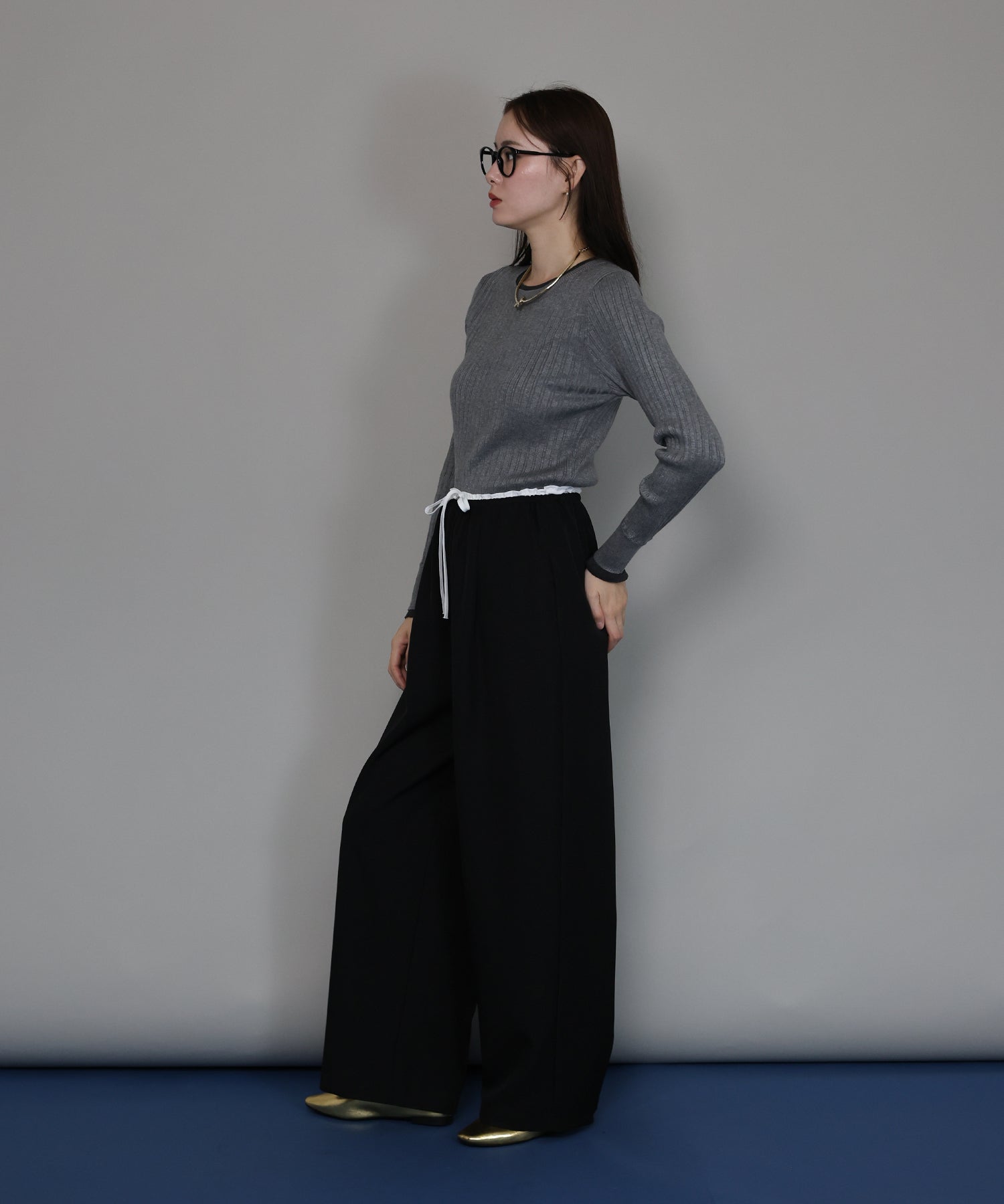 ジェーバイブルー J by blue ウエストリボンパンツ (ベージュ) ベージュ