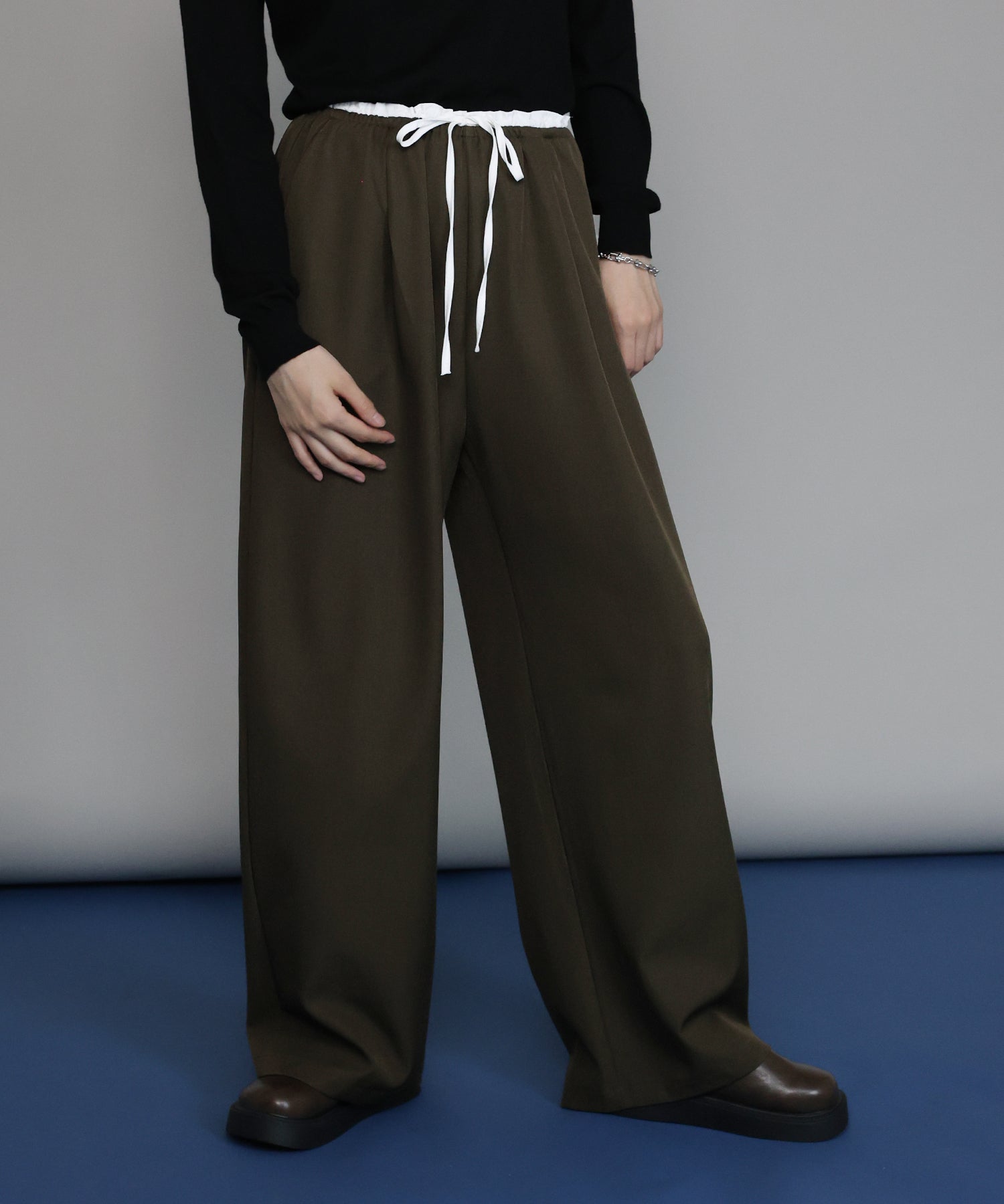 ジェーバイブルー J by blue ウエストリボンパンツ (ベージュ) ベージュ