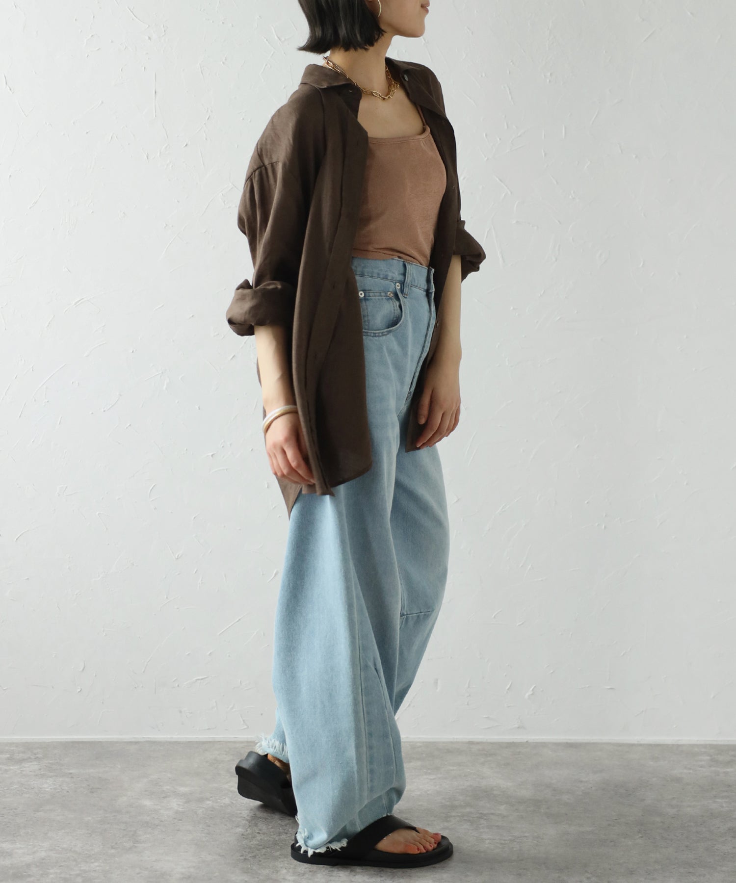 ボンジュールサガン BONJOUR SAGAN UVカット接触冷感バックデザインシャイニーストレッチキャミ (LIGHT-GRAY) LIGHT-GRAY