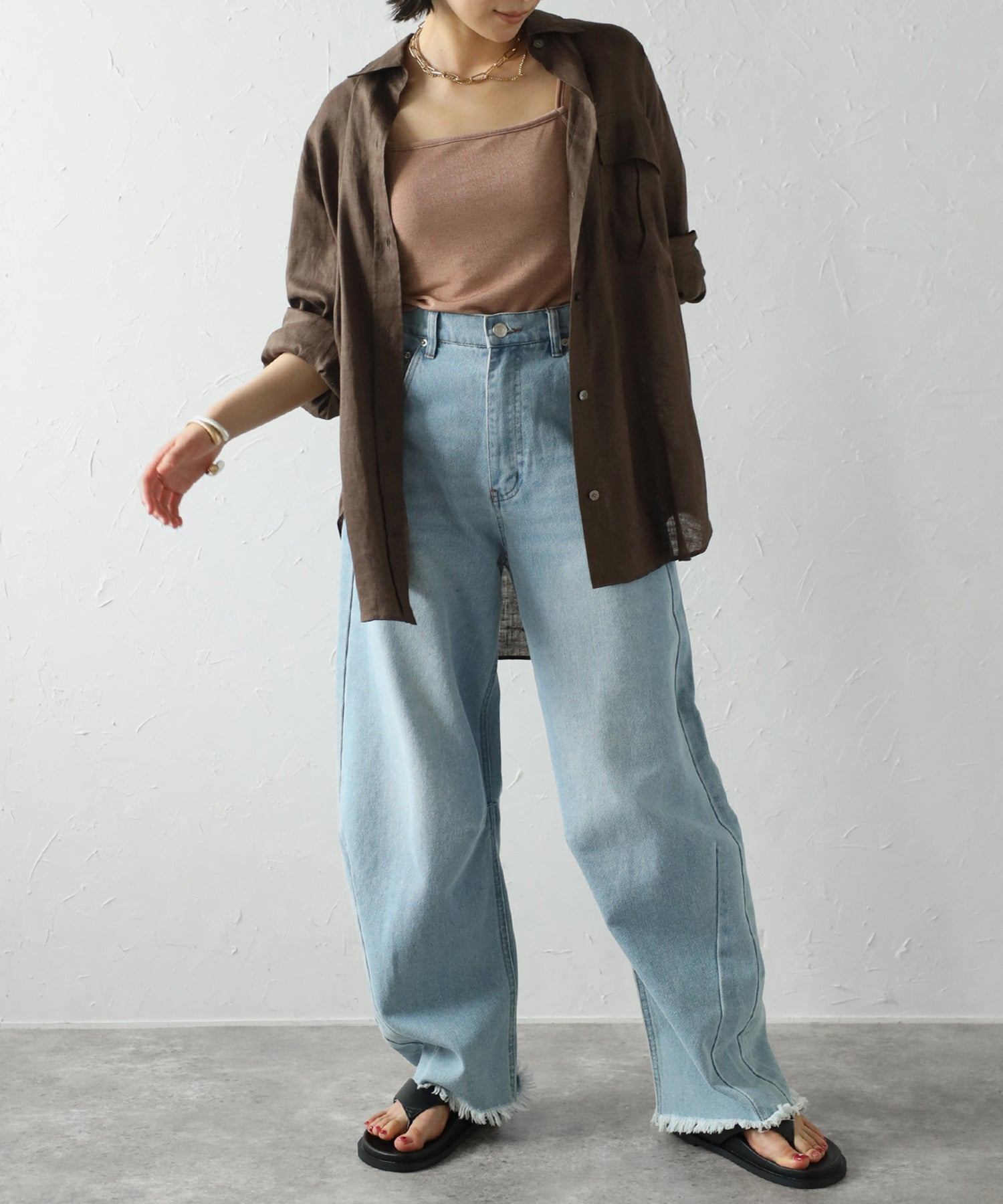 ボンジュールサガン BONJOUR SAGAN UVカット接触冷感バックデザインシャイニーストレッチキャミ (LIGHT-GRAY) LIGHT-GRAY