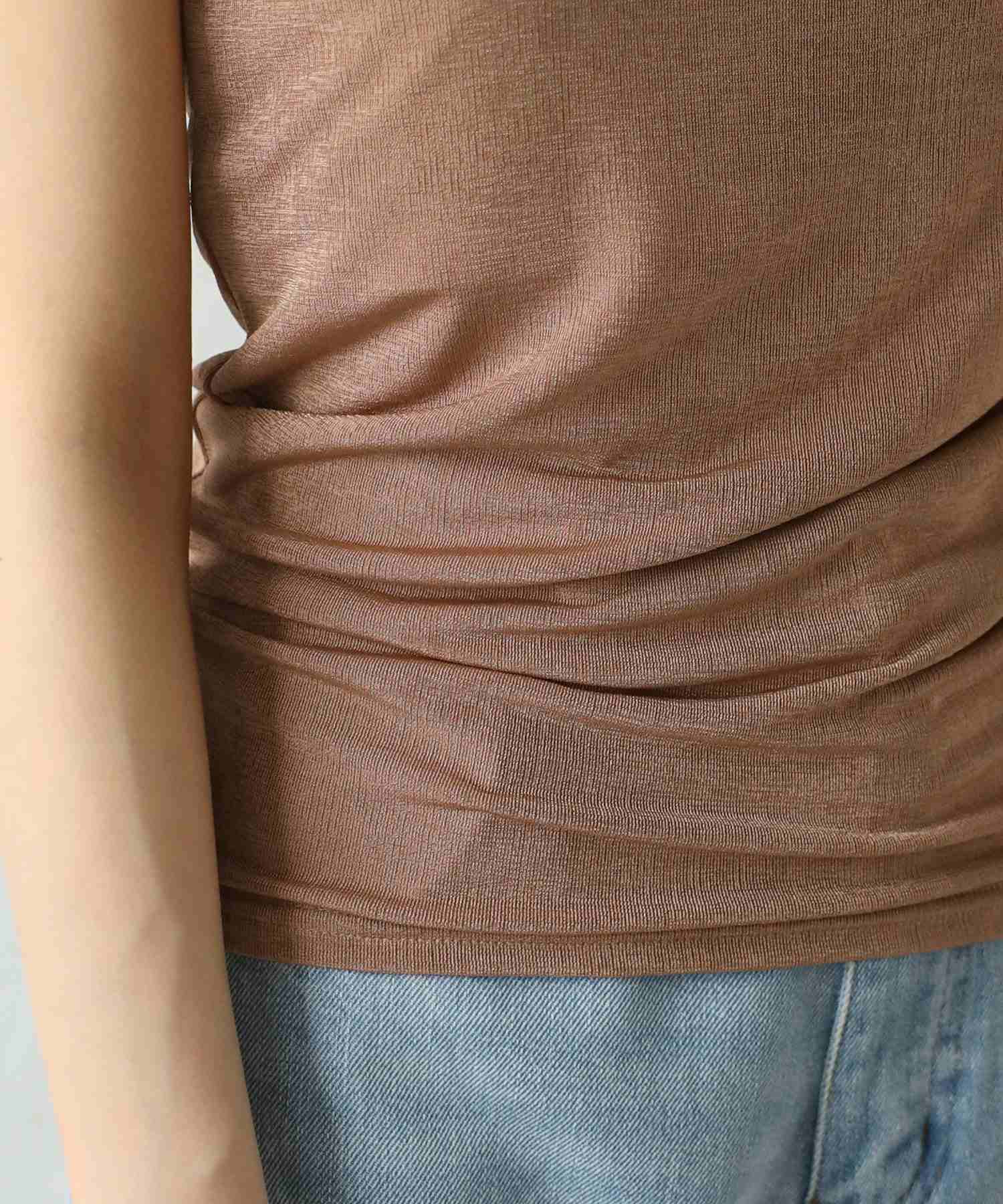 ボンジュールサガン BONJOUR SAGAN UVカット接触冷感バックデザインシャイニーストレッチキャミ (LIGHT-GRAY) LIGHT-GRAY