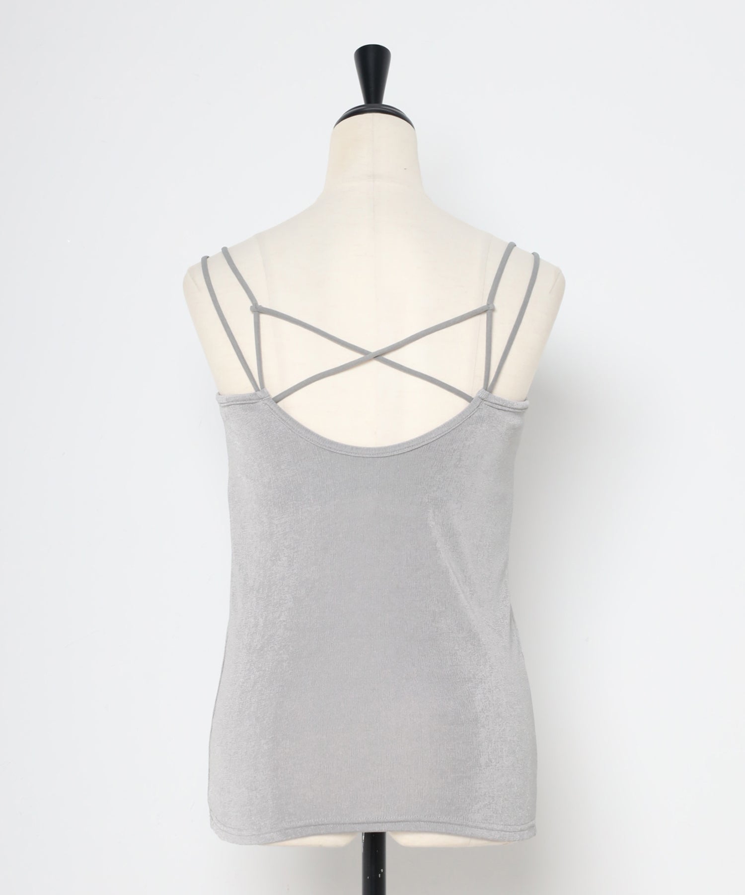 ボンジュールサガン BONJOUR SAGAN UVカット接触冷感バックデザインシャイニーストレッチキャミ (LIGHT-GRAY) LIGHT-GRAY