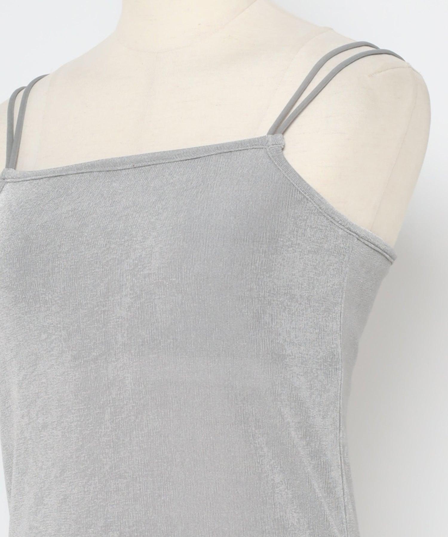 ボンジュールサガン BONJOUR SAGAN UVカット接触冷感バックデザインシャイニーストレッチキャミ (LIGHT-GRAY) LIGHT-GRAY