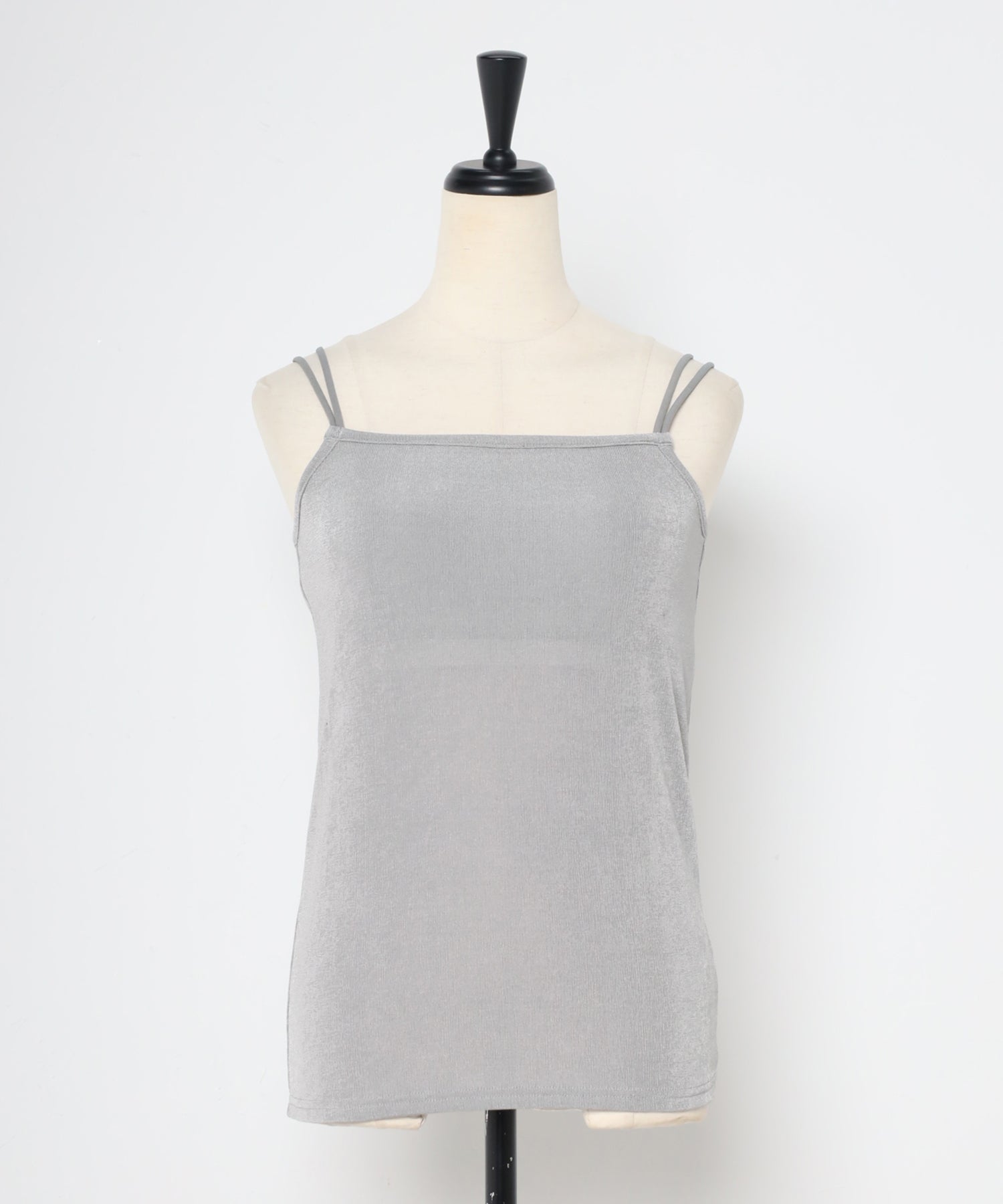 ボンジュールサガン BONJOUR SAGAN UVカット接触冷感バックデザインシャイニーストレッチキャミ (LIGHT-GRAY) LIGHT-GRAY