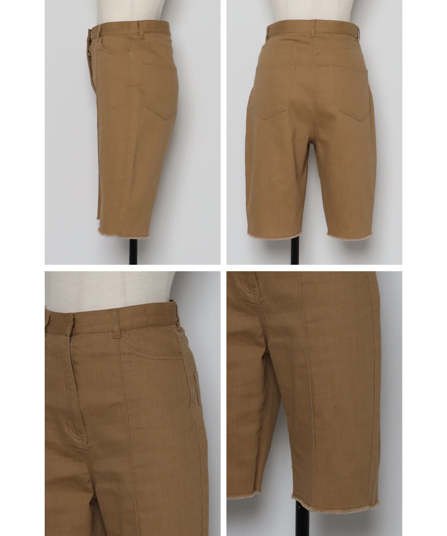 ボンジュールサガン BONJOUR SAGAN 裾カットバミューダパンツ (Beige) Beige