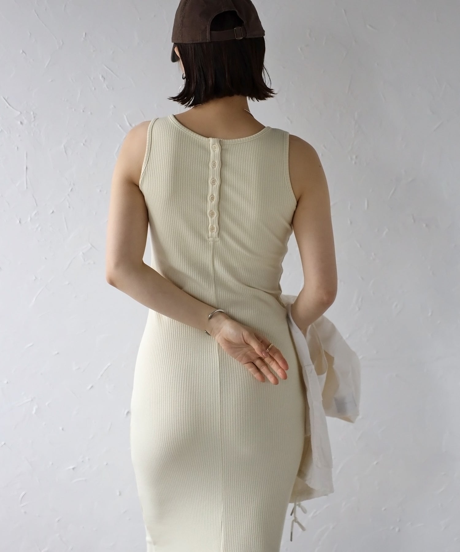 ボンジュールサガン BONJOUR SAGAN パッド付きアメスリリブワンピース (Black) Black