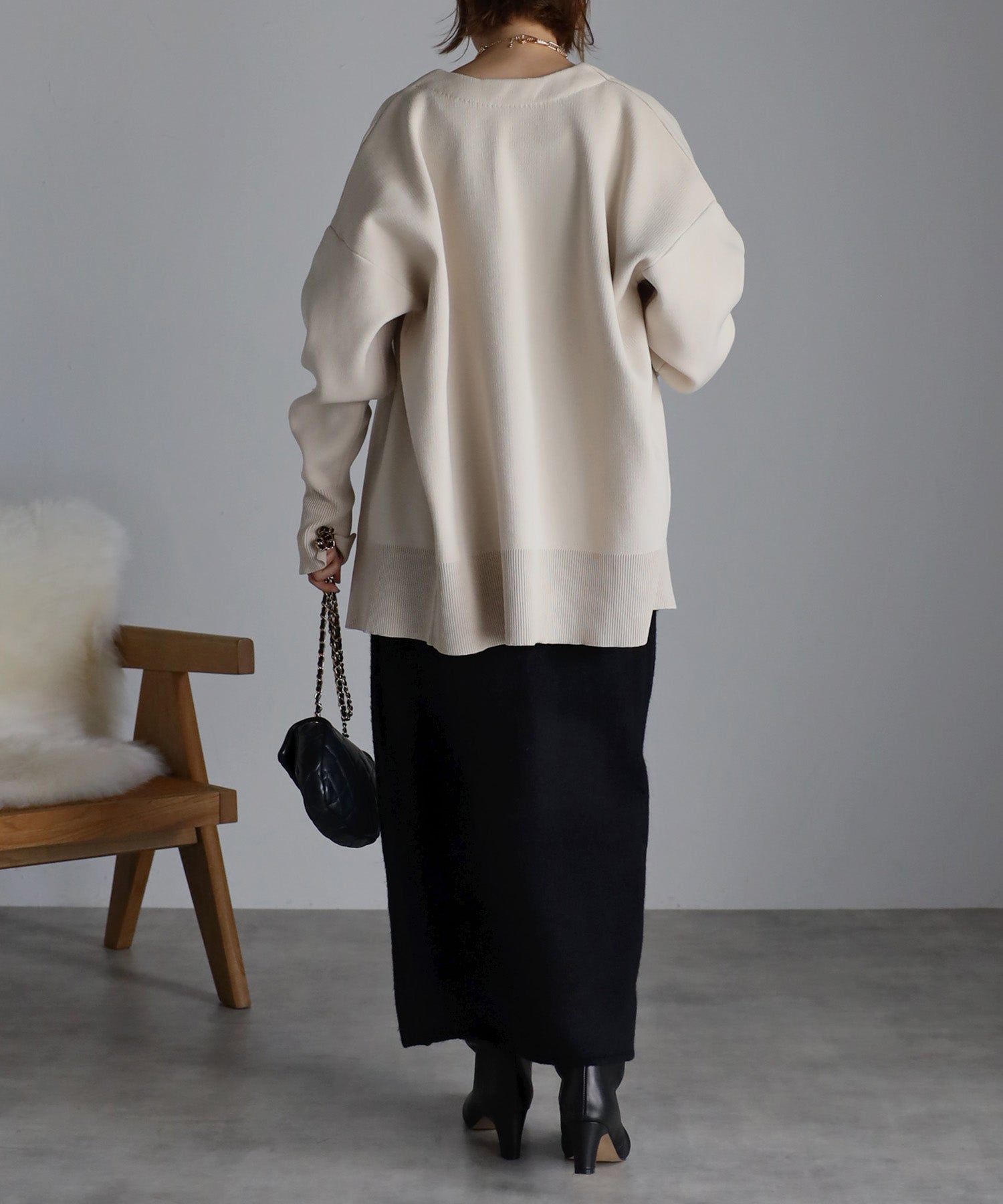 ボンジュールサガン BONJOUR SAGAN フロントスリットニットスカート (brown) brown