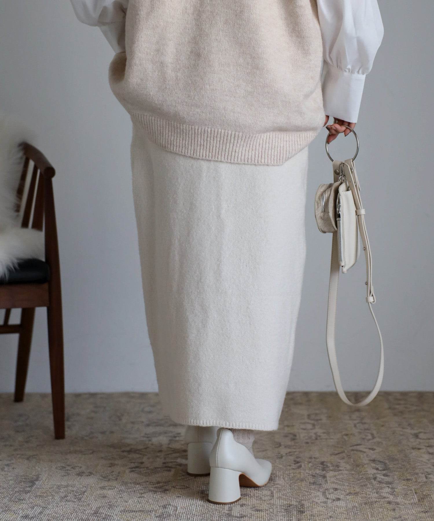 ボンジュールサガン BONJOUR SAGAN フロントスリットニットスカート (brown) brown