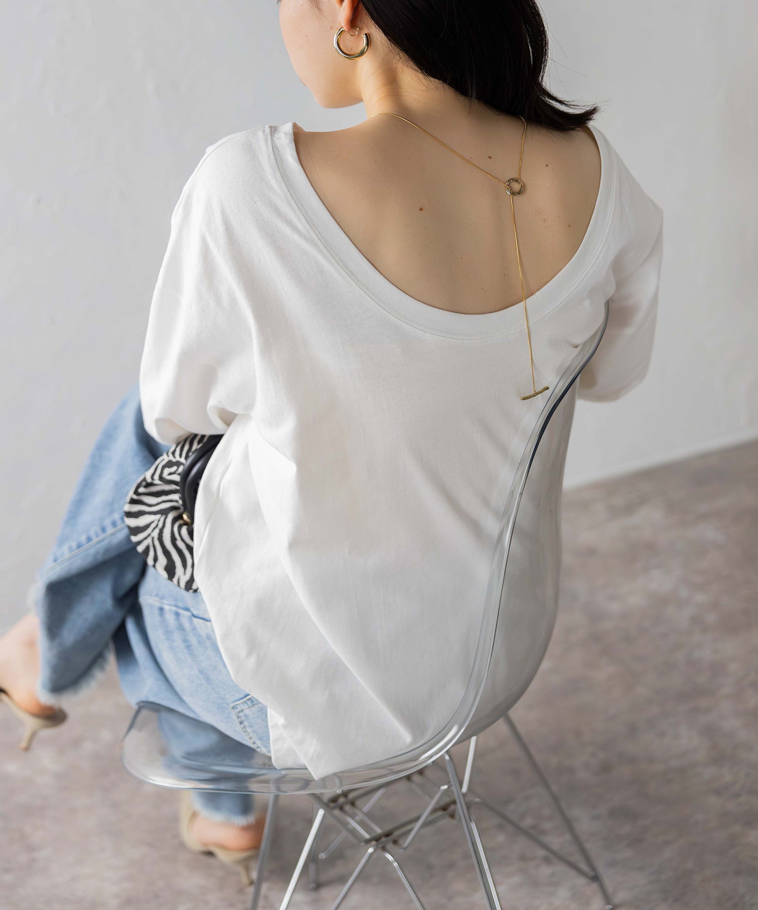 ボンジュールサガン BONJOUR SAGAN バックオープンプルオーバー (WHITE) WHITE