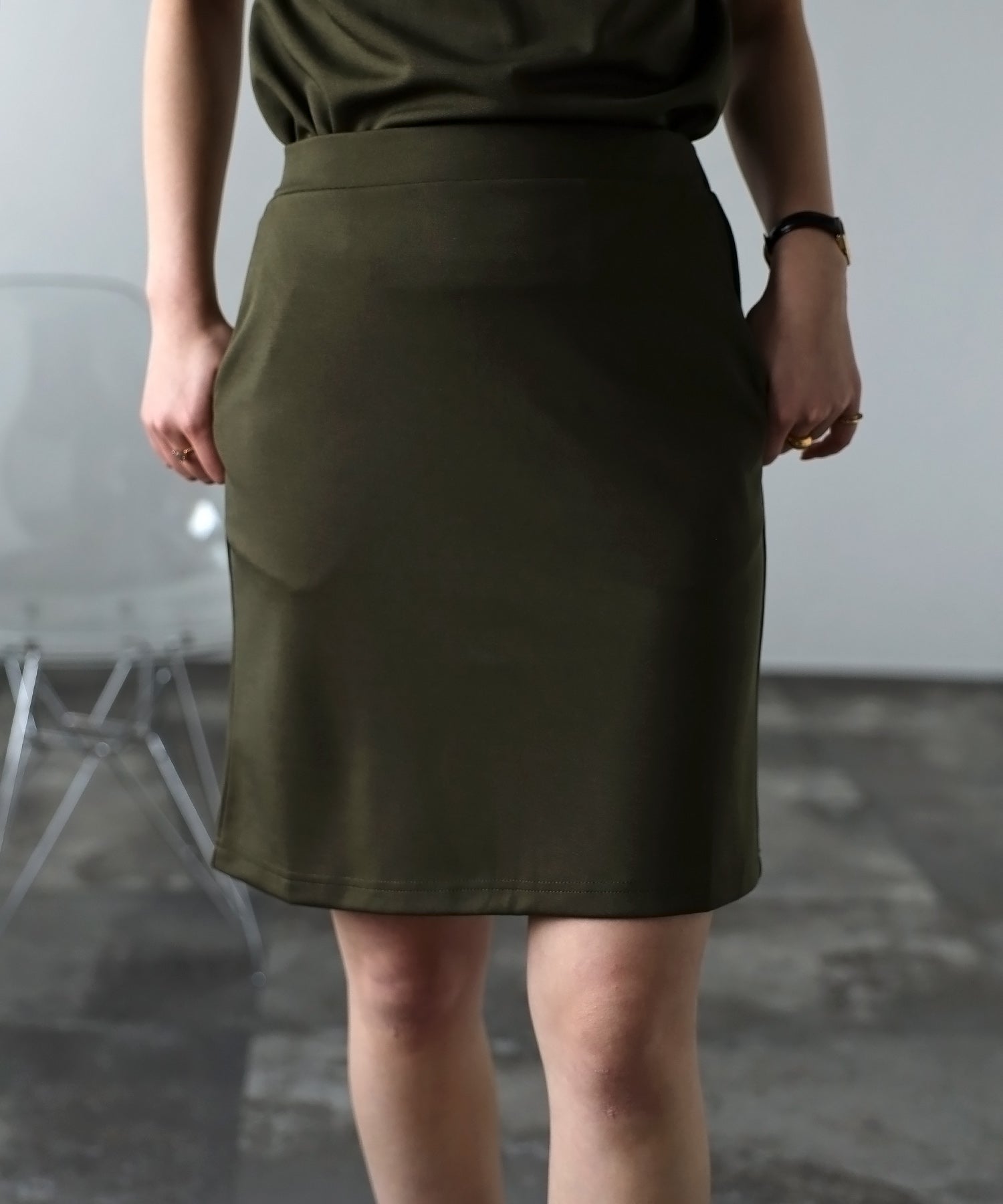 ボンジュールサガン BONJOUR SAGAN 【セットアップ対応商品】ショート丈ダンボールスカート (KHAKI) KHAKI