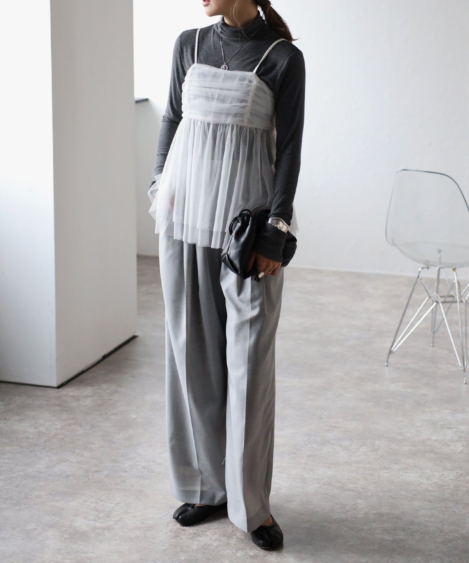 ボンジュールサガン BONJOUR SAGAN バックダブルリボンチュールキャミ (WHITE) WHITE