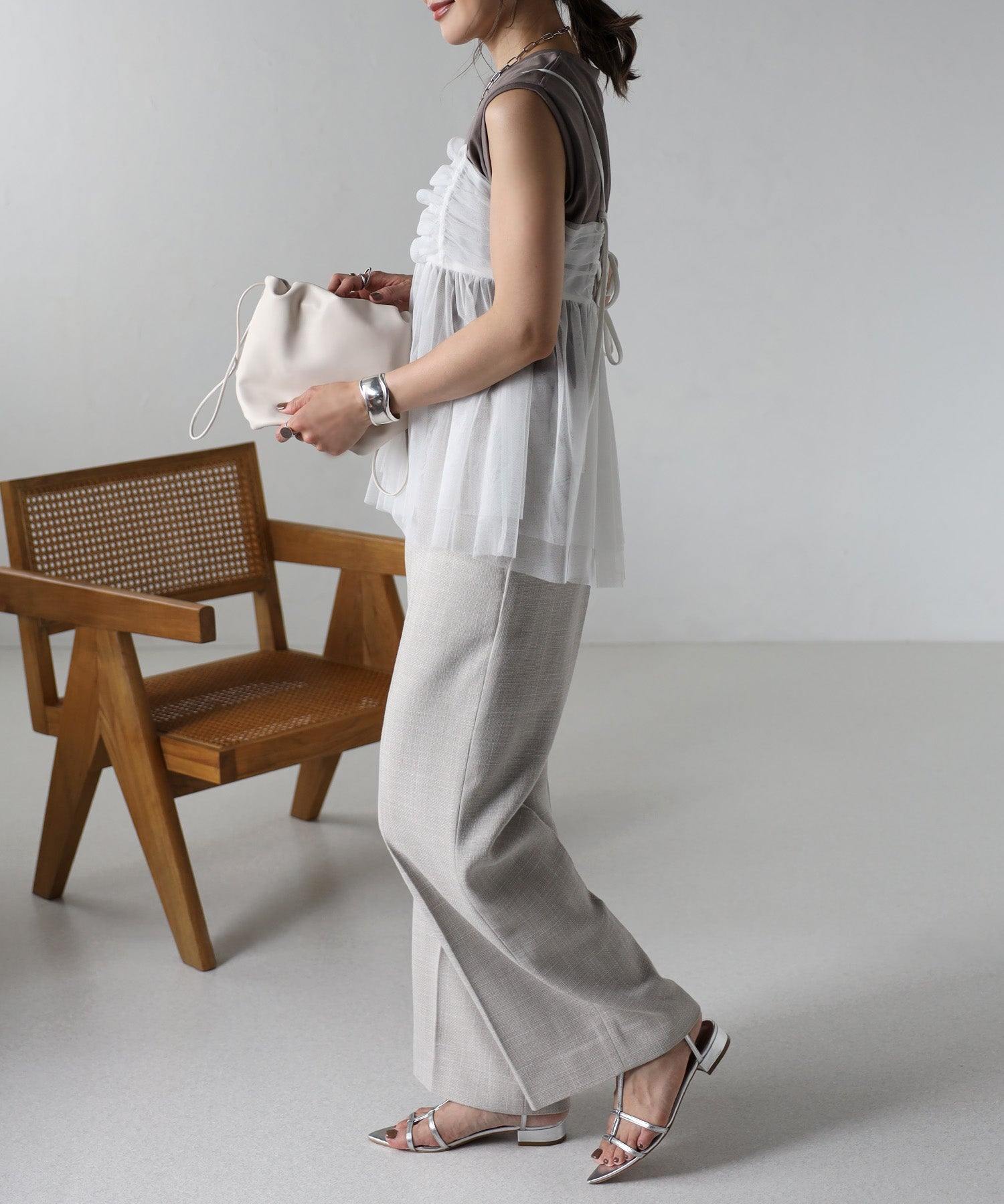 ボンジュールサガン BONJOUR SAGAN バックダブルリボンチュールキャミ (WHITE) WHITE