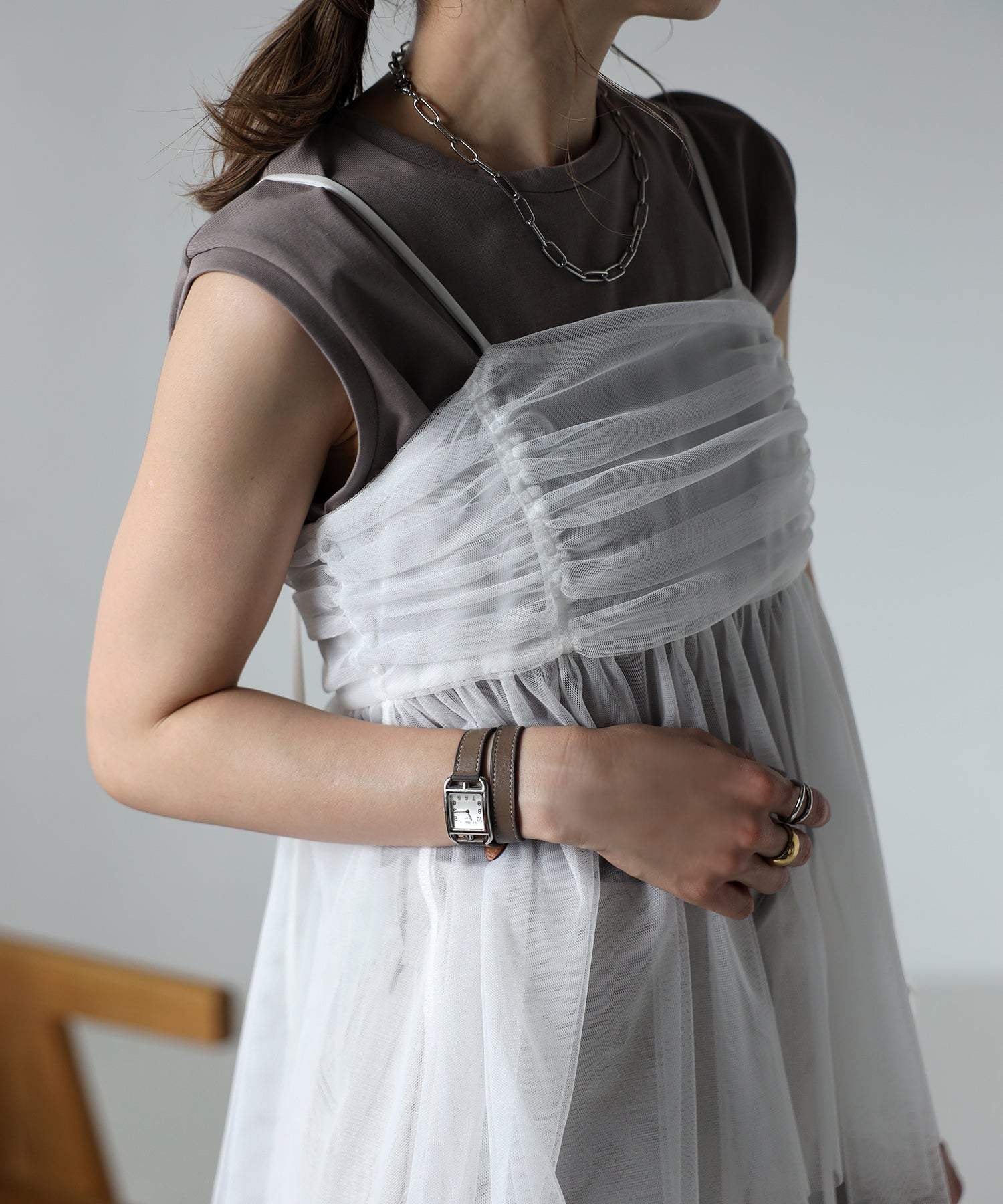 ボンジュールサガン BONJOUR SAGAN バックダブルリボンチュールキャミ (WHITE) WHITE