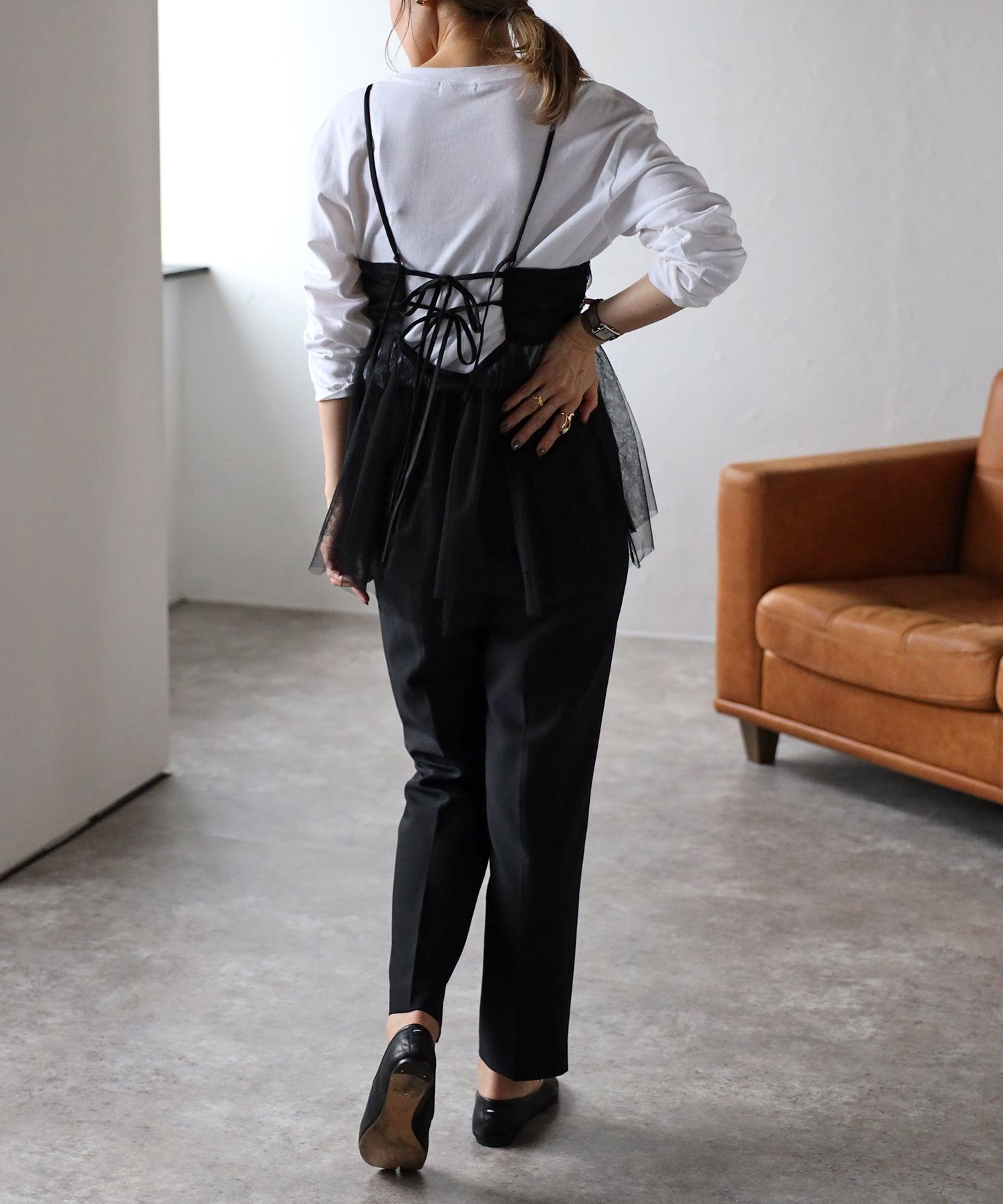 ボンジュールサガン BONJOUR SAGAN バックダブルリボンチュールキャミ (WHITE) WHITE