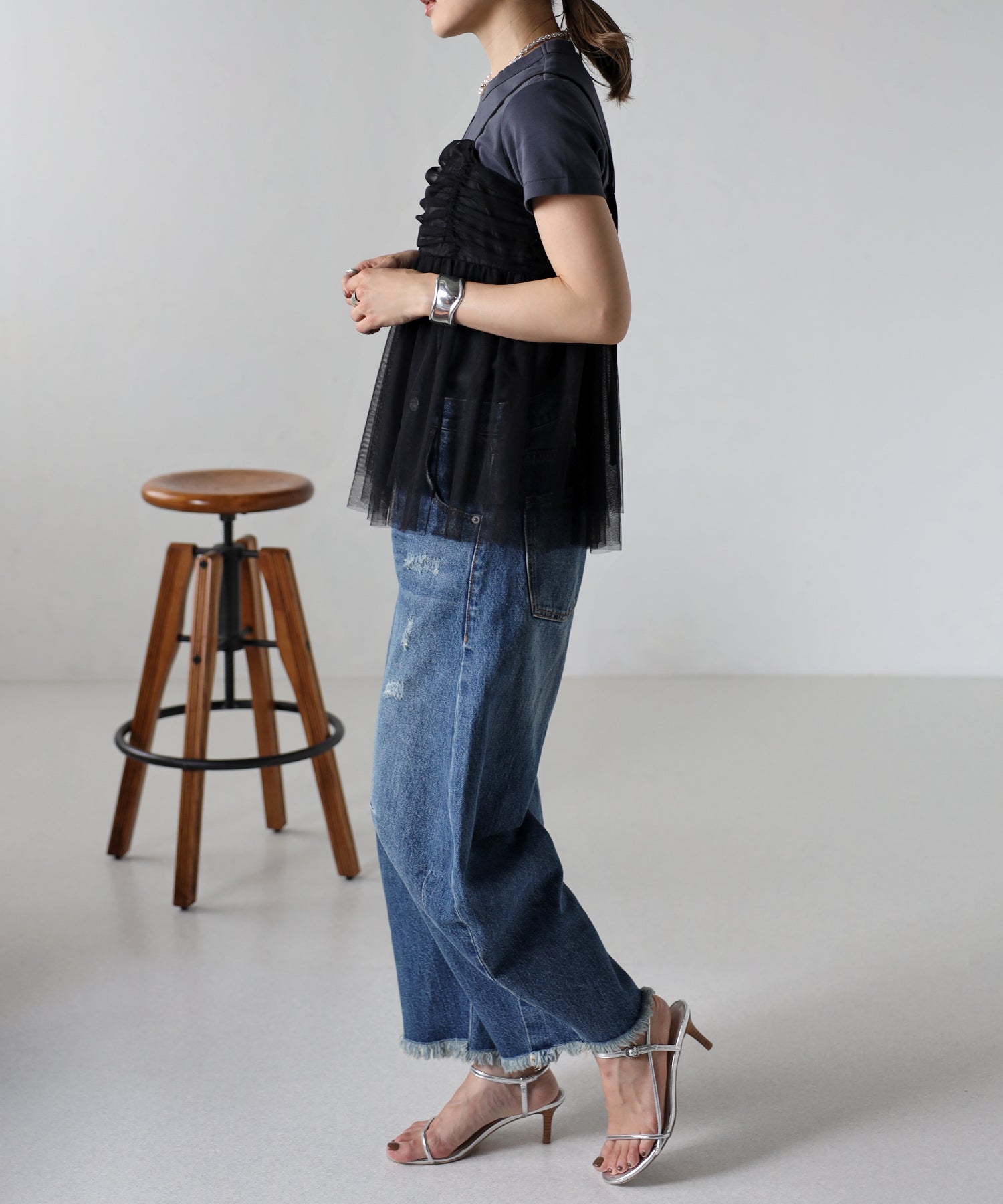 ボンジュールサガン BONJOUR SAGAN バックダブルリボンチュールキャミ (WHITE) WHITE