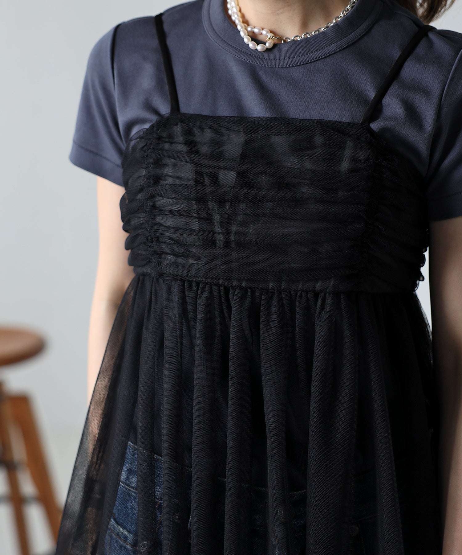 ボンジュールサガン BONJOUR SAGAN バックダブルリボンチュールキャミ (WHITE) WHITE