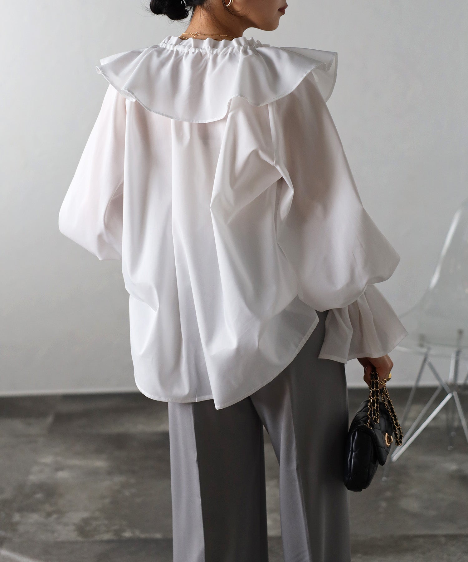 ボンジュールサガン BONJOUR SAGAN ラッフルカラーブラウス (OFF-WHITE) OFF-WHITE