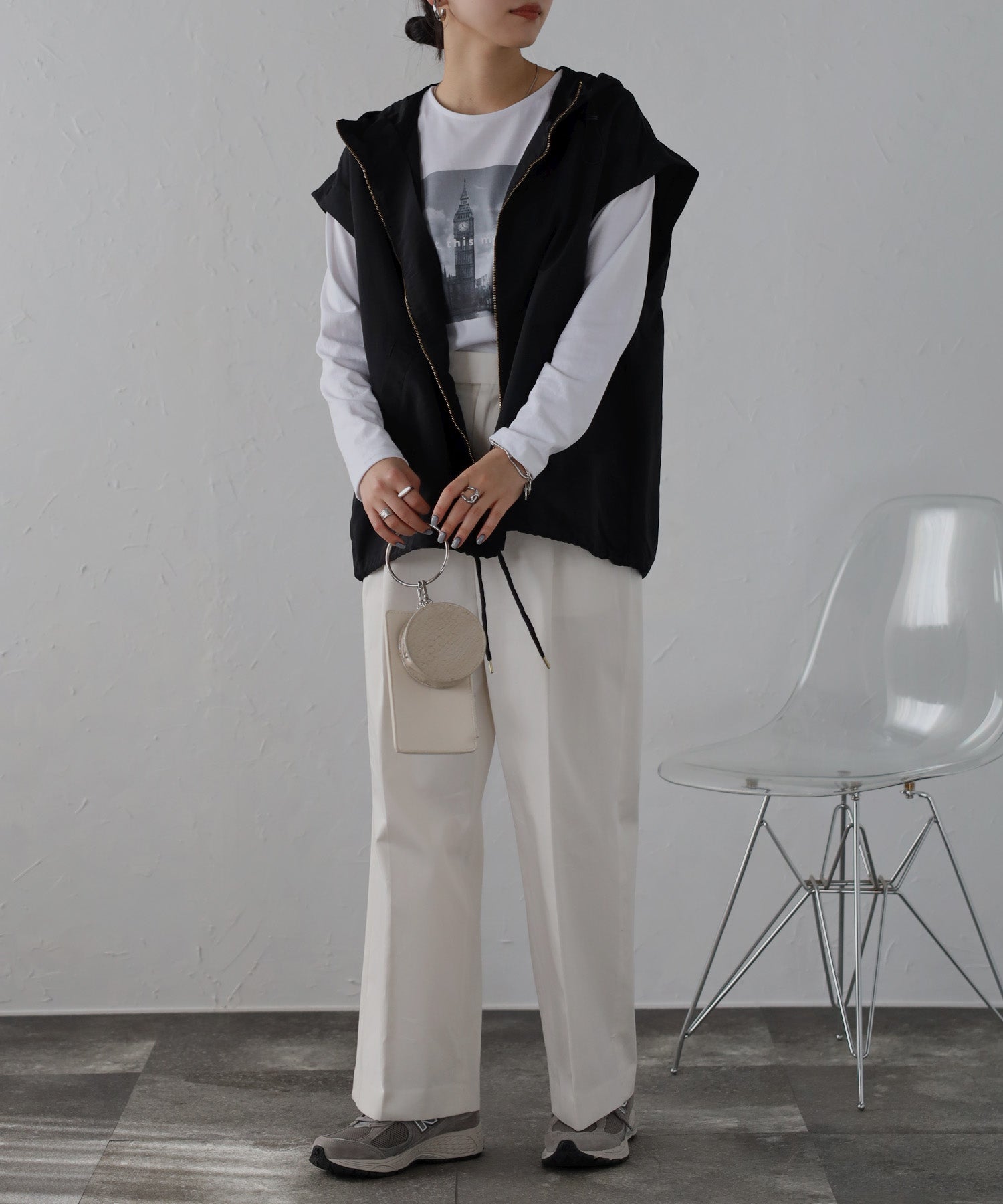ボンジュールサガン BONJOUR SAGAN 袖取り外しマウンテンパーカー (OFF-WHITE) OFF-WHITE