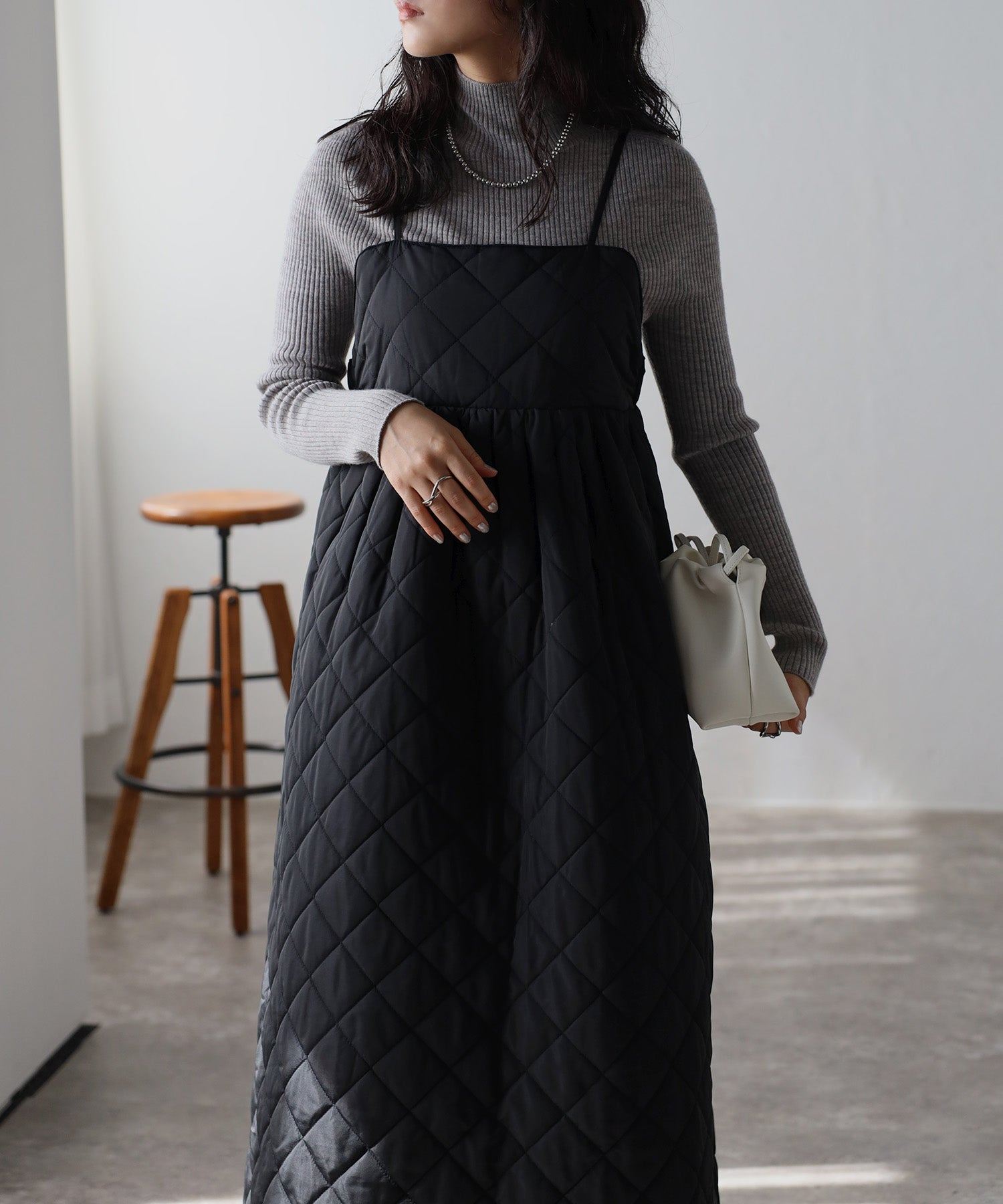 ボンジュールサガン BONJOUR SAGAN キルティングキャミワンピース (IVORY) IVORY