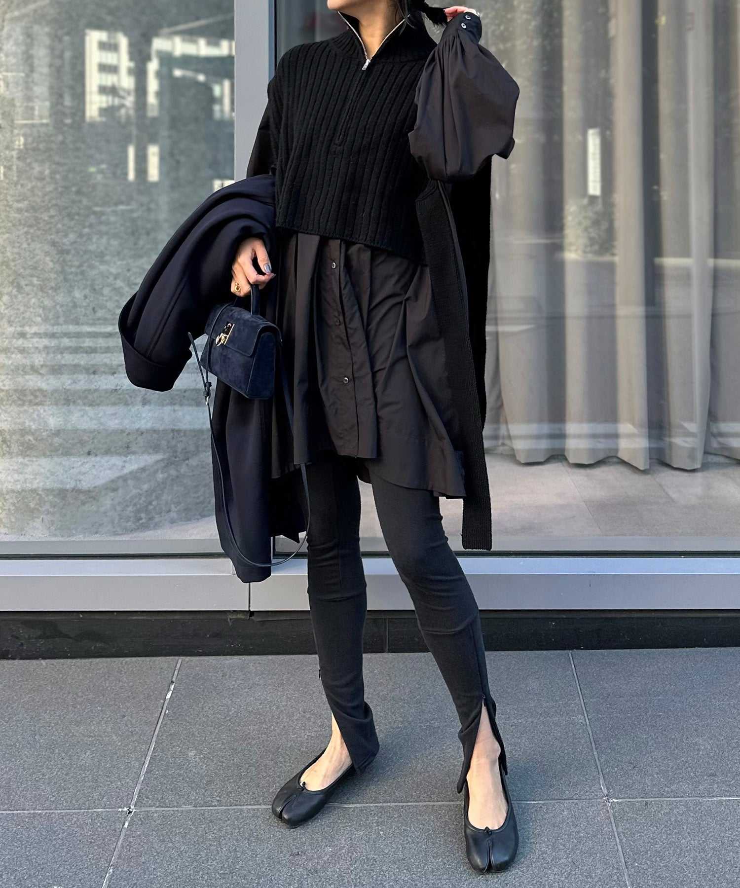 ボンジュールサガン BONJOUR SAGAN ジップアップ裏起毛レギンス (LIGHT-BEIGE) LIGHT-BEIGE