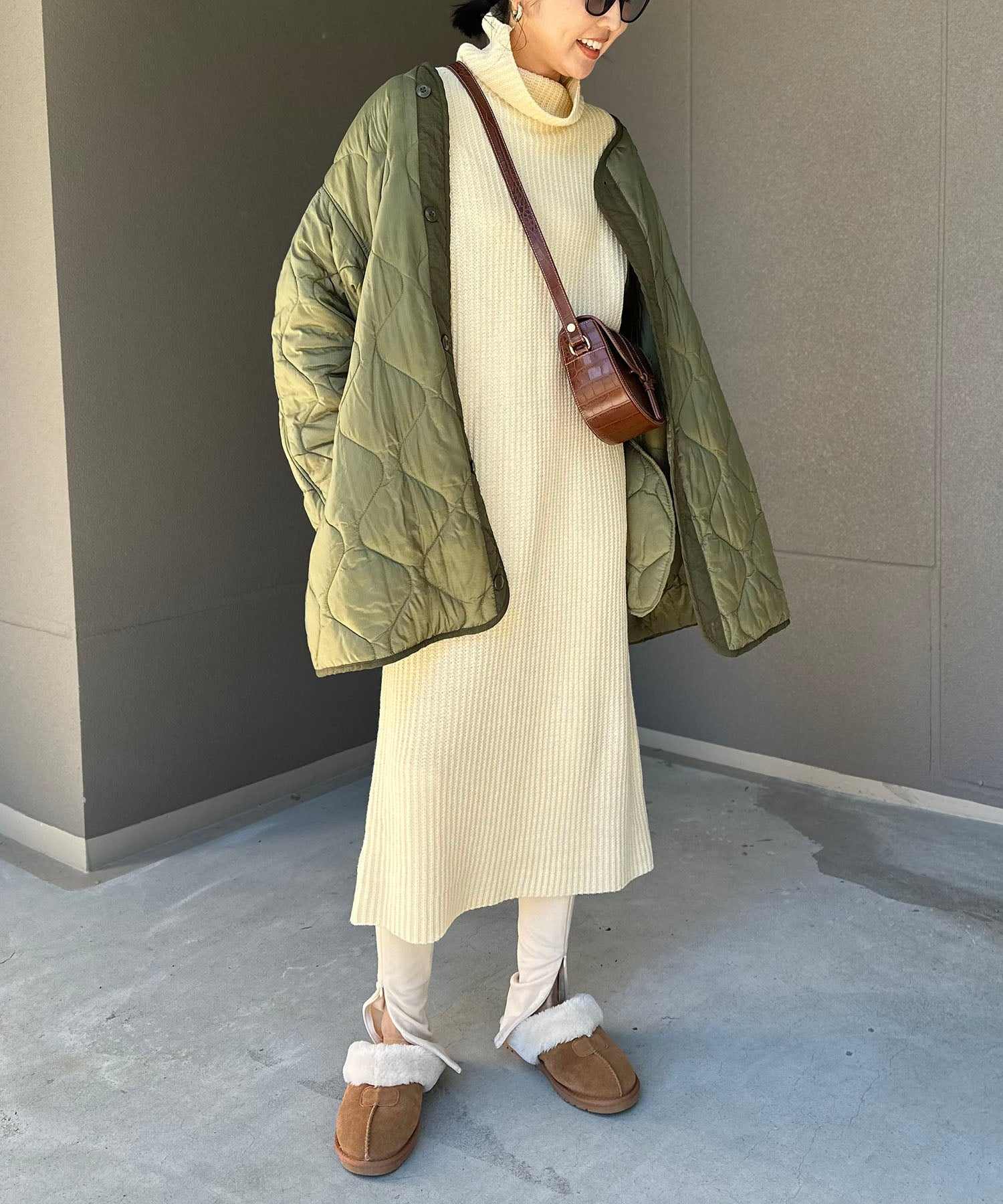 ボンジュールサガン BONJOUR SAGAN ジップアップ裏起毛レギンス (LIGHT-BEIGE) LIGHT-BEIGE