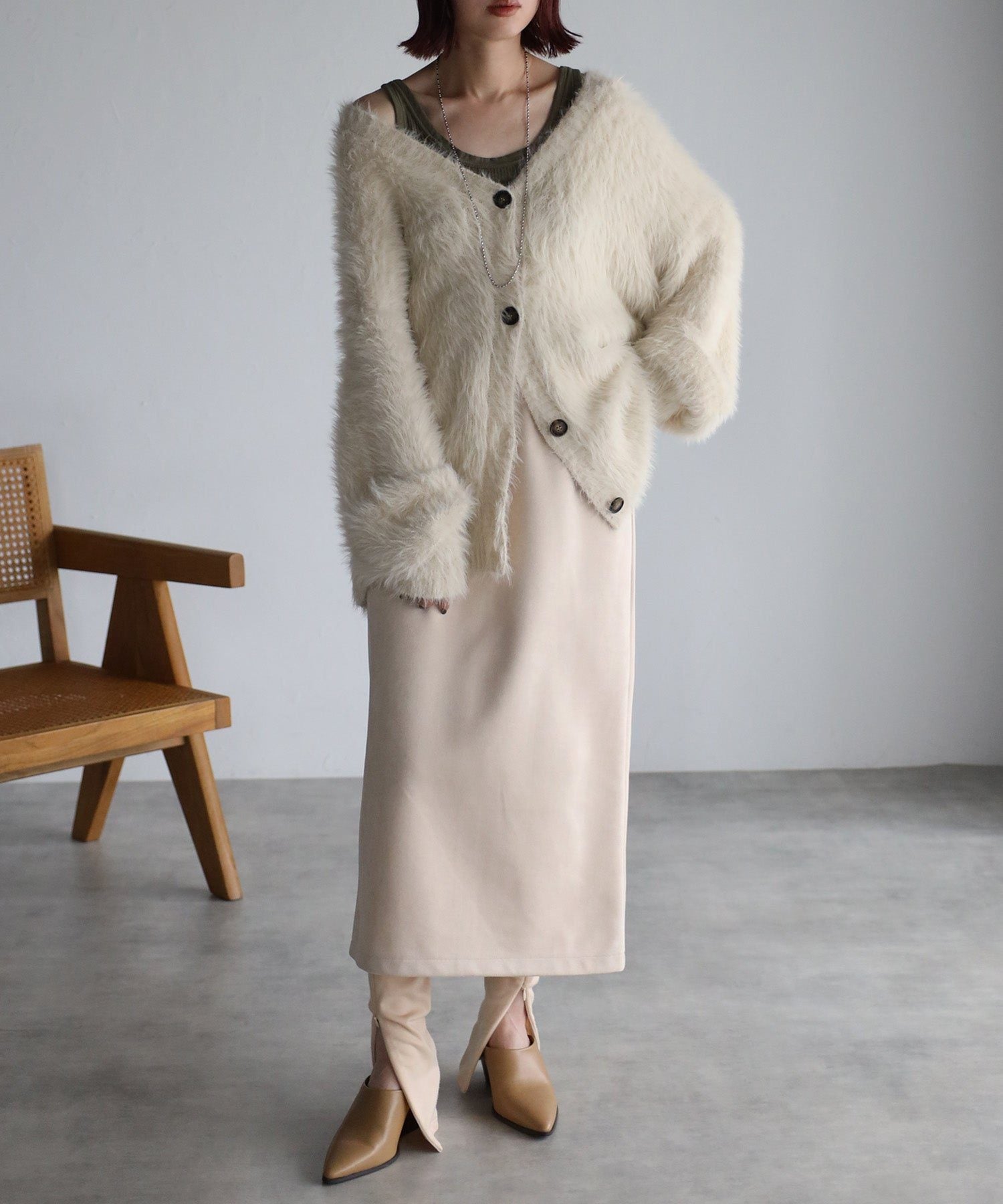 ボンジュールサガン BONJOUR SAGAN ジップアップ裏起毛レギンス (LIGHT-BEIGE) LIGHT-BEIGE