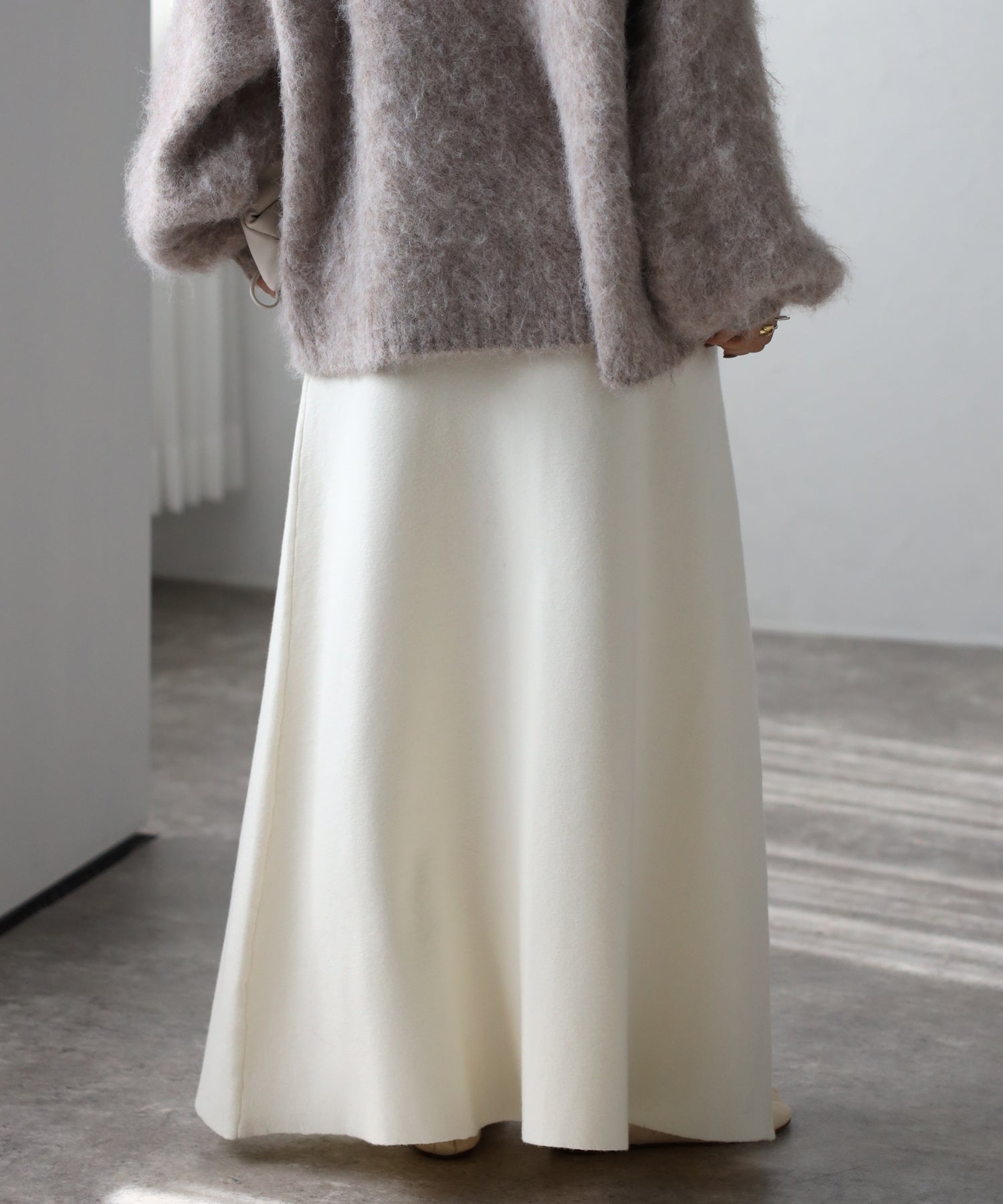 ボンジュールサガン BONJOUR SAGAN ミラノリブフレアスカート (IVORY) IVORY