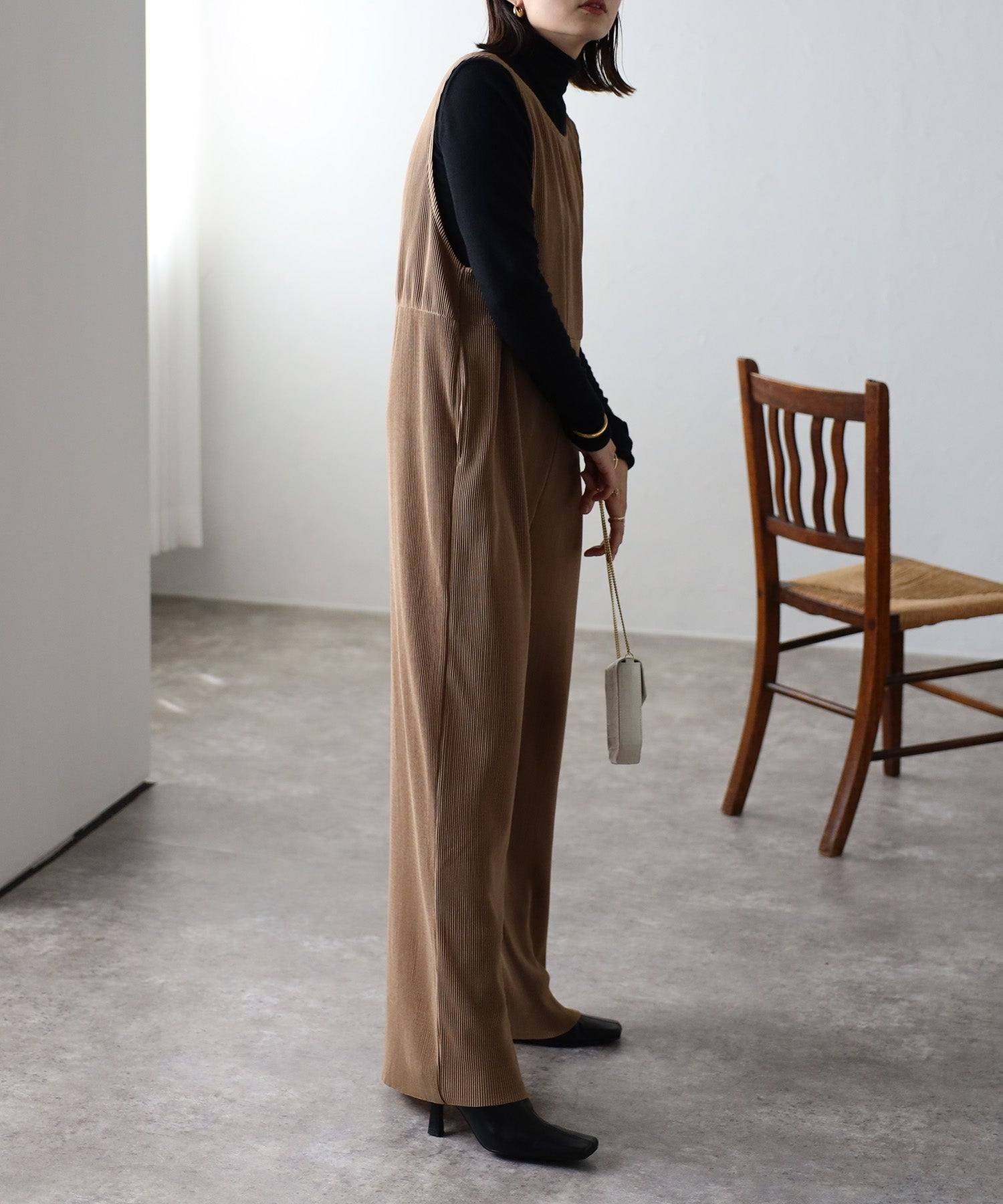 ボンジュールサガン BONJOUR SAGAN 2WAYプリーツロンパース (CAMEL) CAMEL