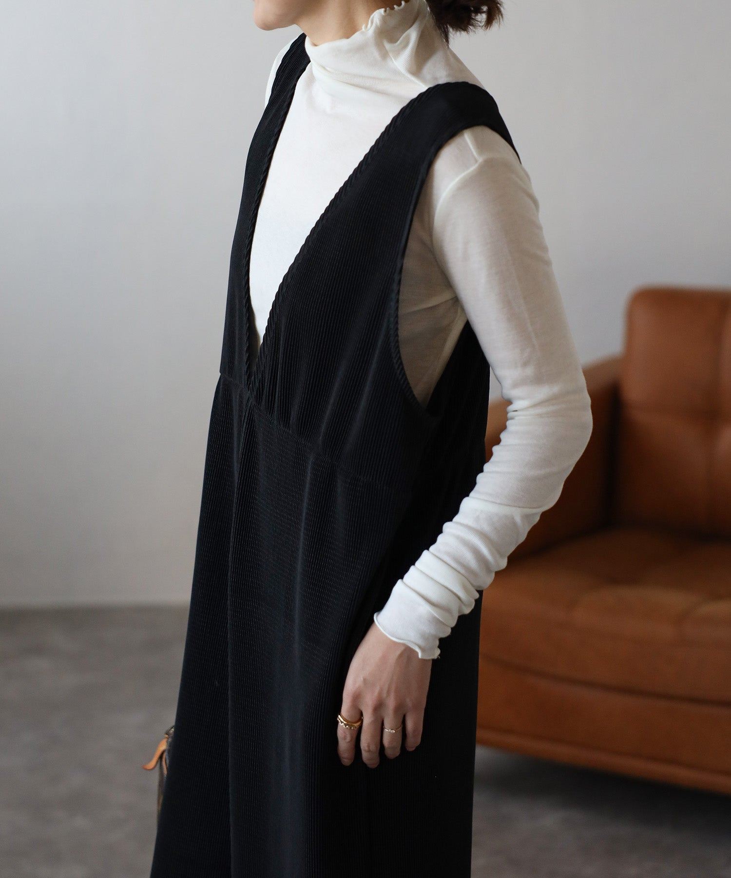 ボンジュールサガン BONJOUR SAGAN 2WAYプリーツロンパース (CAMEL) CAMEL