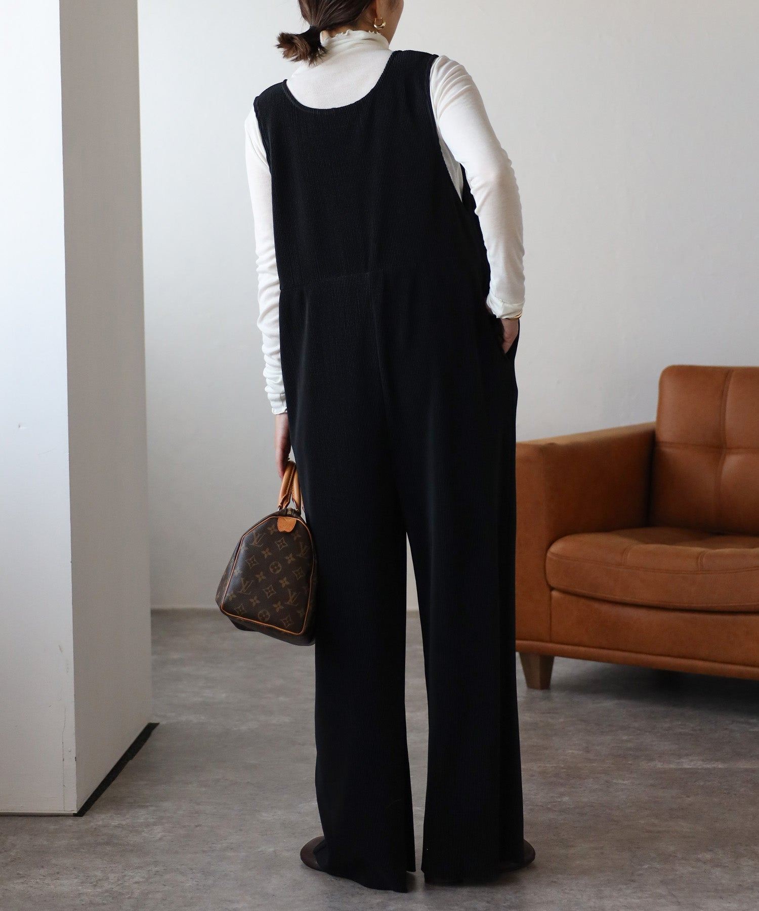 ボンジュールサガン BONJOUR SAGAN 2WAYプリーツロンパース (CAMEL) CAMEL