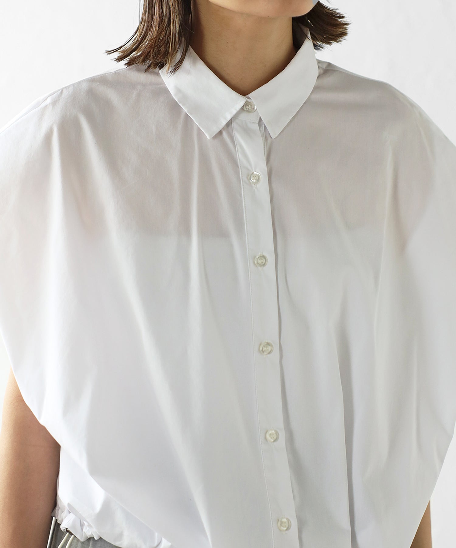 ボンジュールサガン BONJOUR SAGAN 裾ドロストタックスリーブシャツ