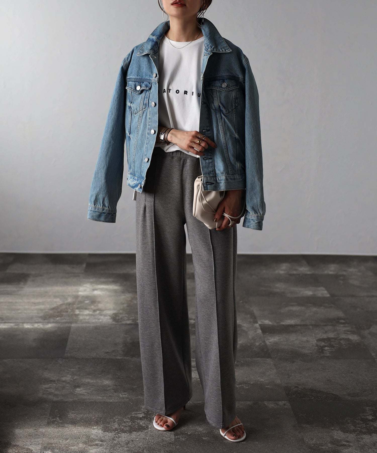 ボンジュールサガン BONJOUR SAGAN MORATORIUMコットンフレンチスリーブT (CHARCOAL-GRAY) CHARCOAL-GRAY